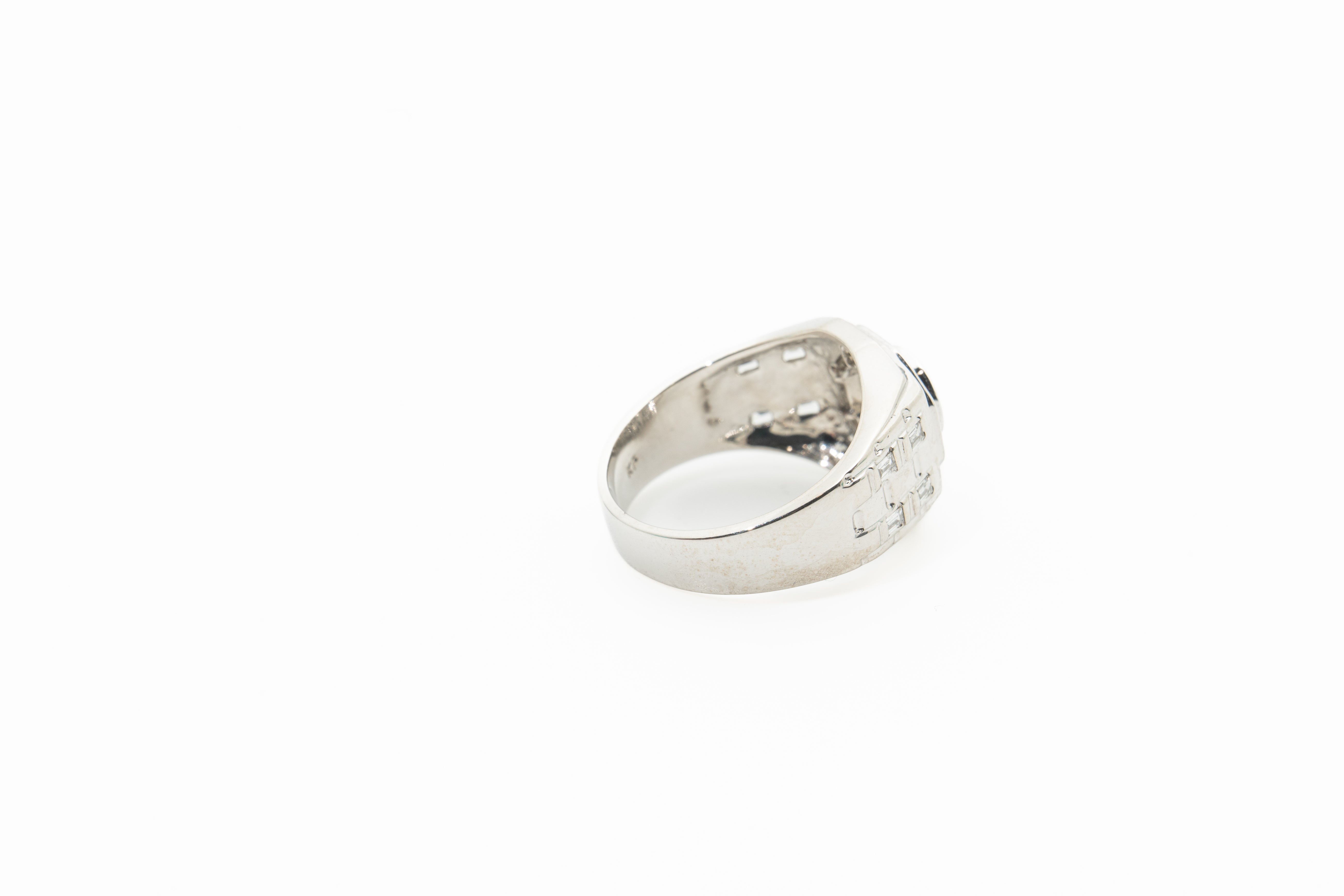 Custom Octagon Signet 50pt 18ct White Gold Diamond Ring