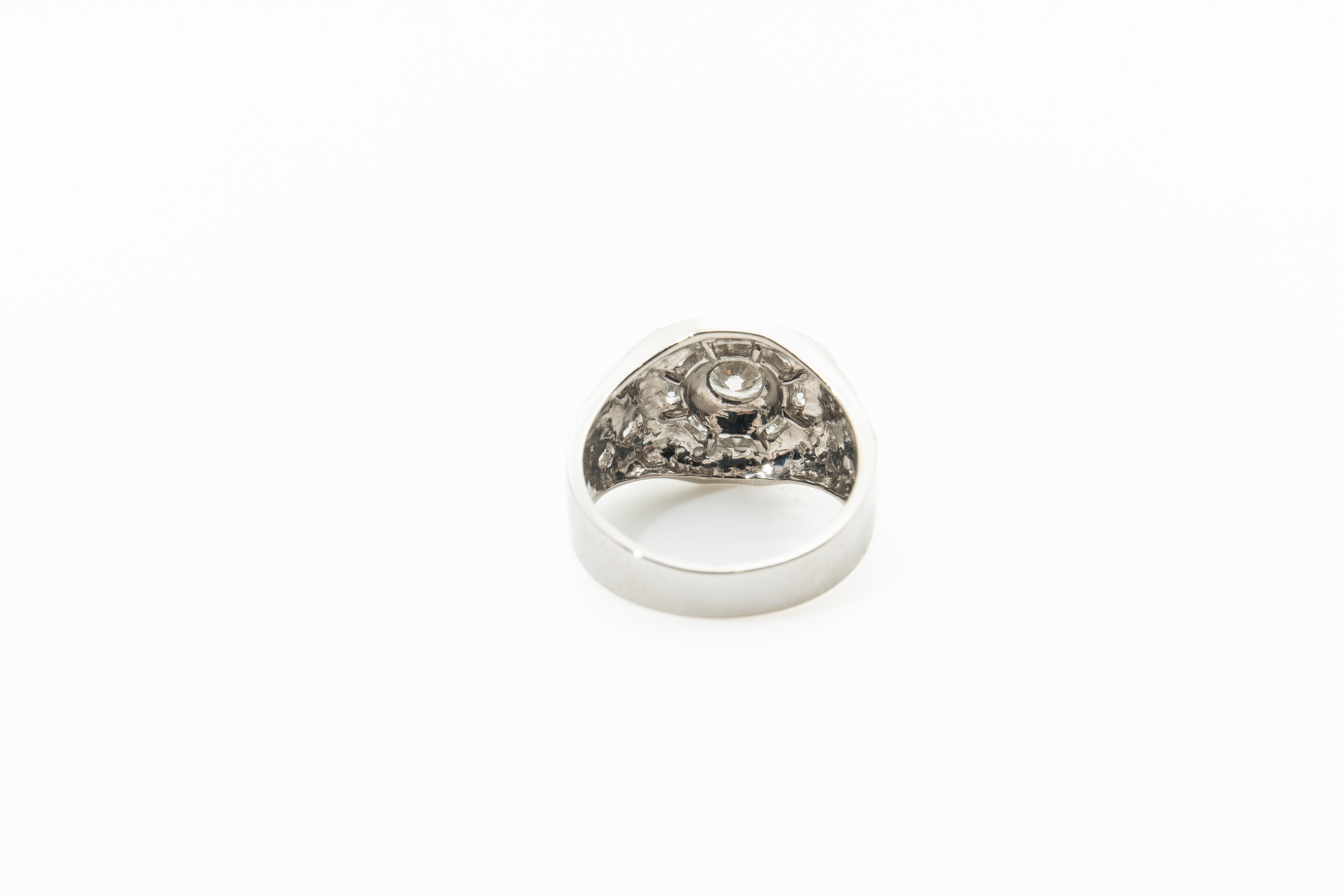 Custom Octagon Signet 50pt 18ct White Gold Diamond Ring