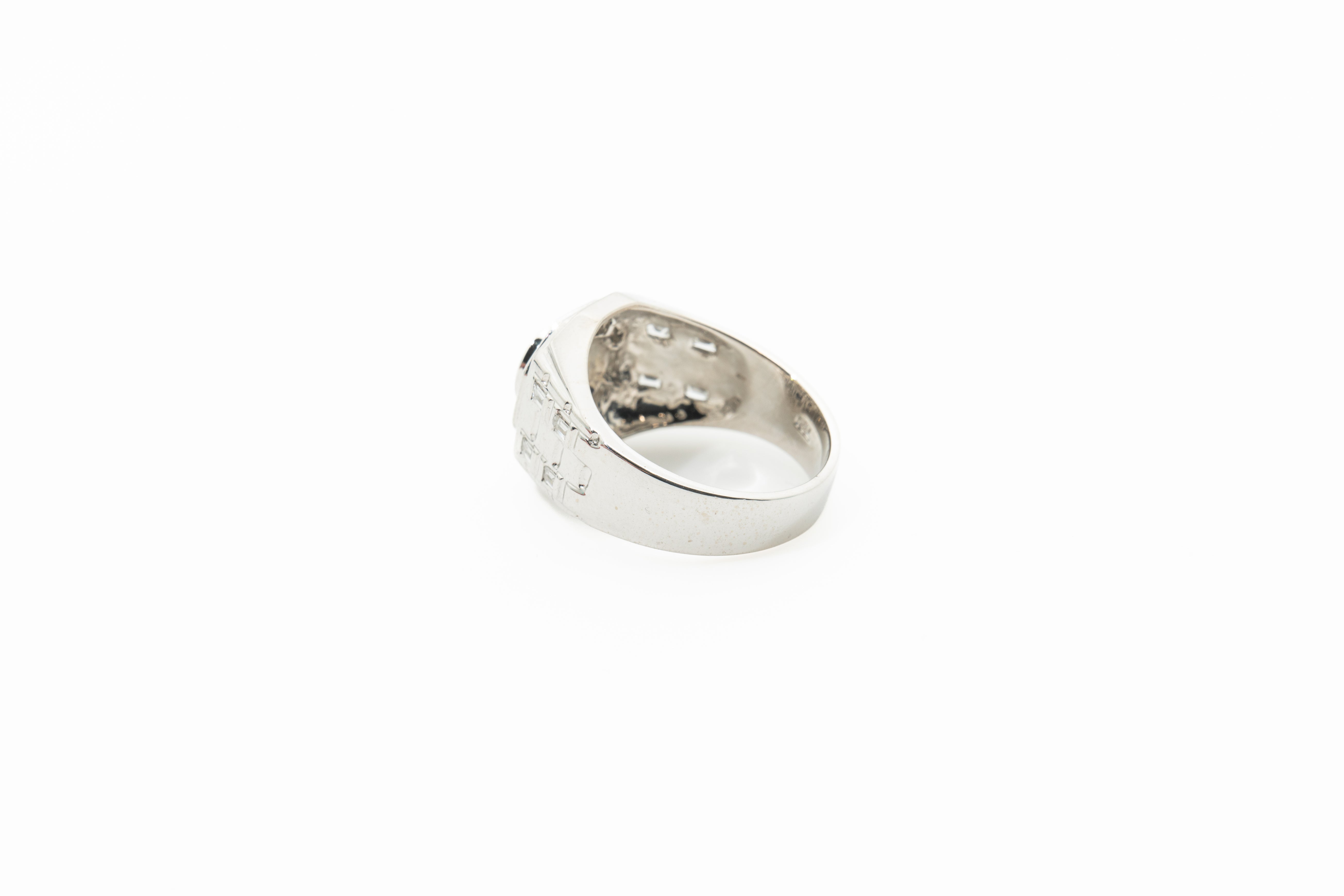 Custom Octagon Signet 50pt 18ct White Gold Diamond Ring
