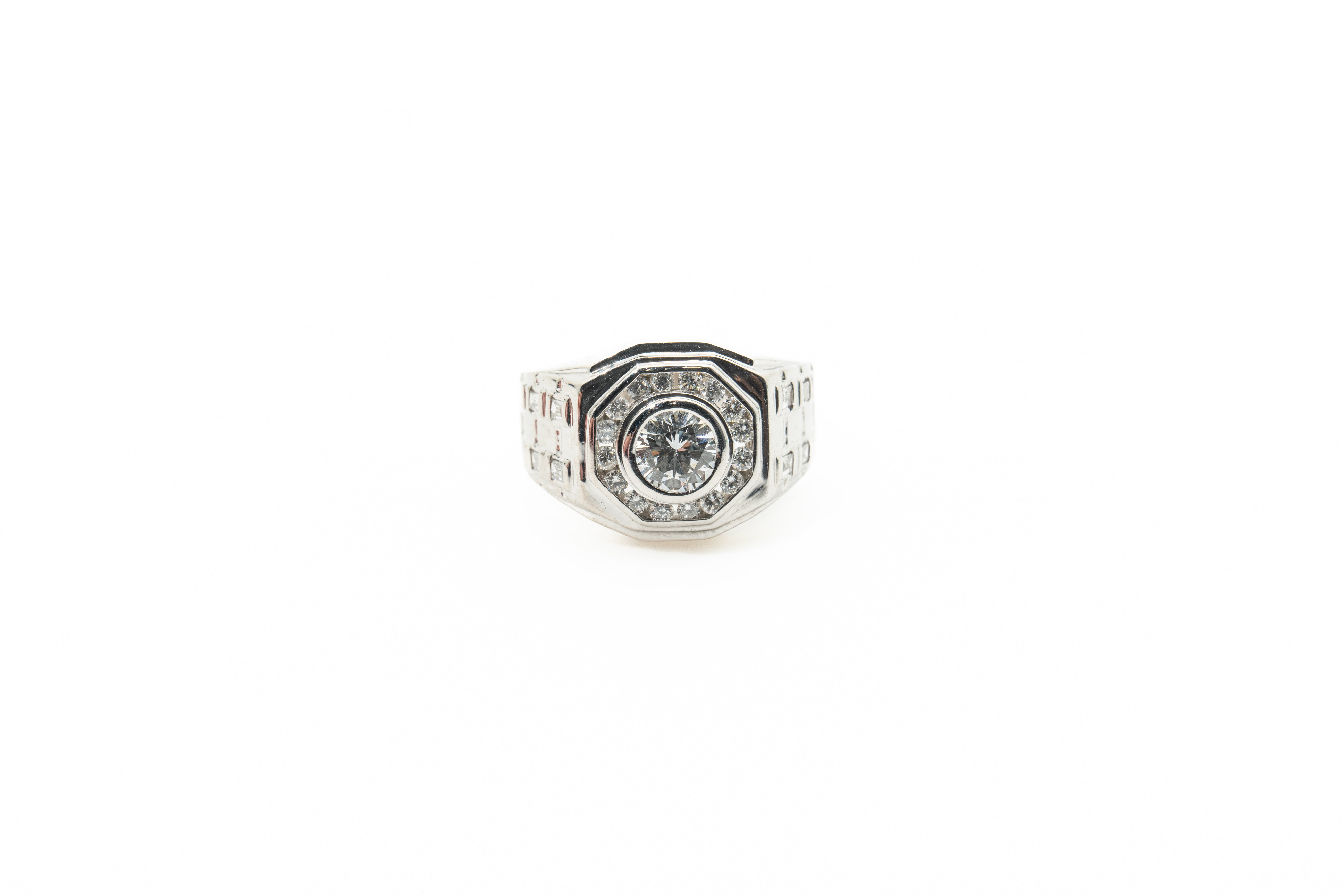 Custom Octagon Signet 50pt 18ct White Gold Diamond Ring