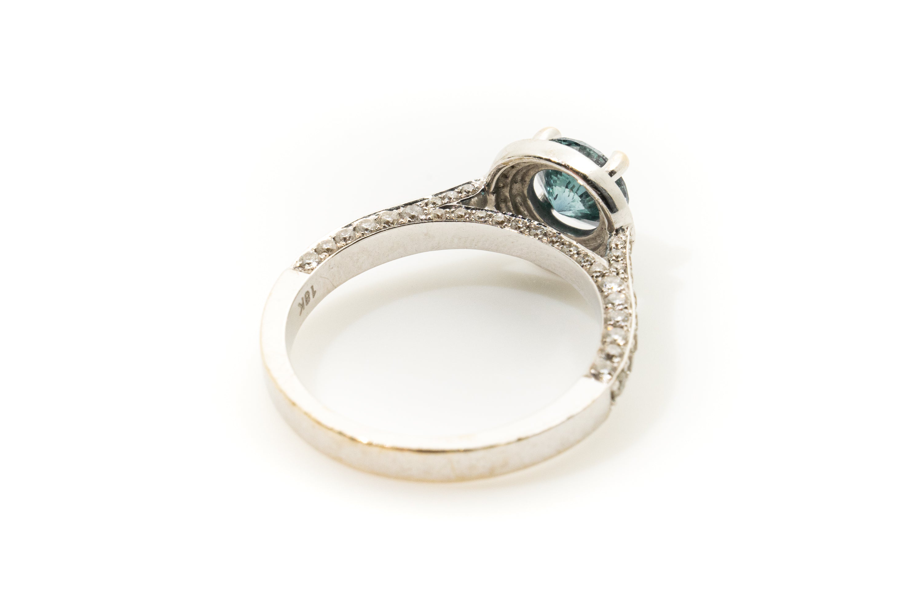 Custom MV&Co Solitaire Blue Diamond Cluster Ring