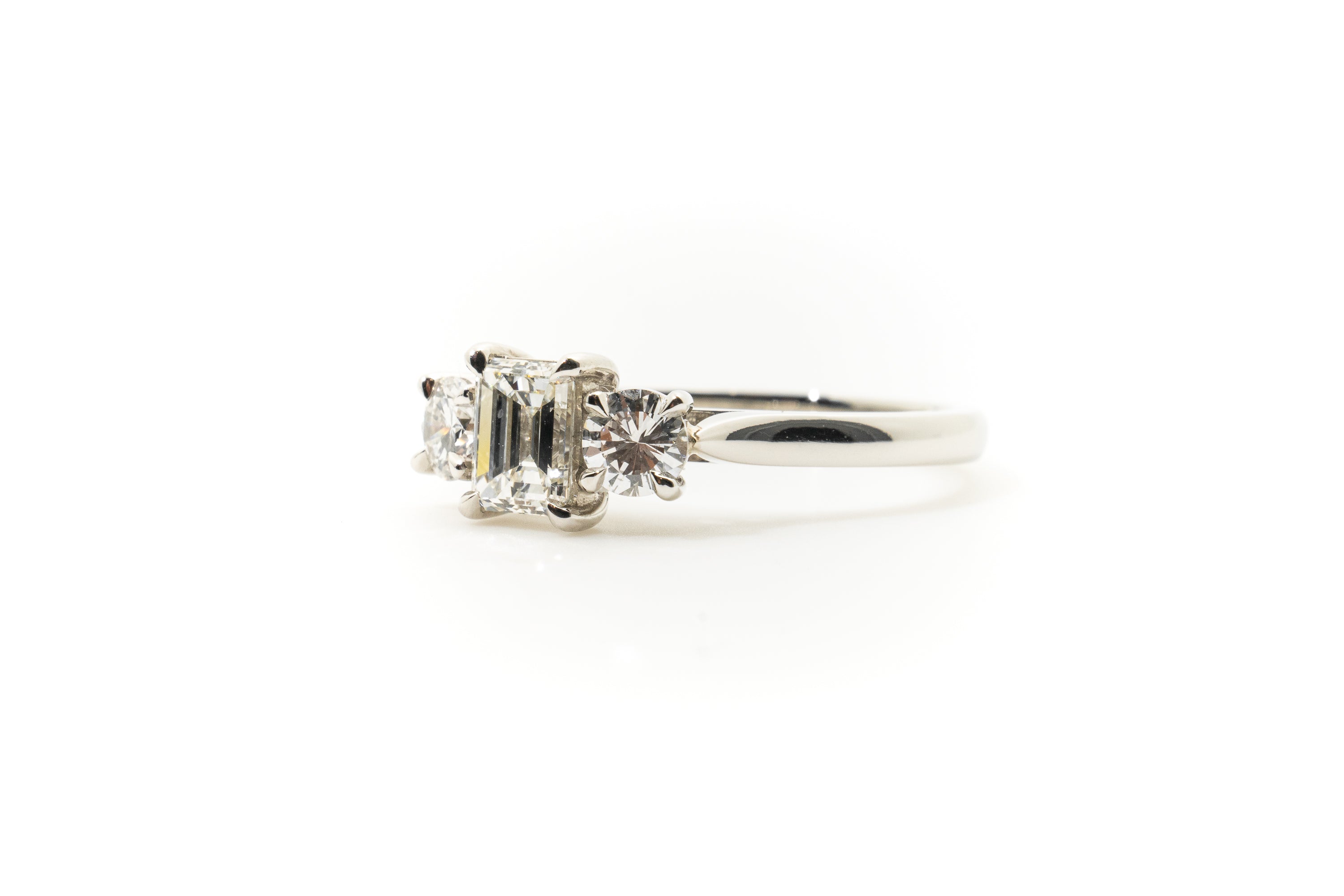 Custom Three Diamond Platinum Ring