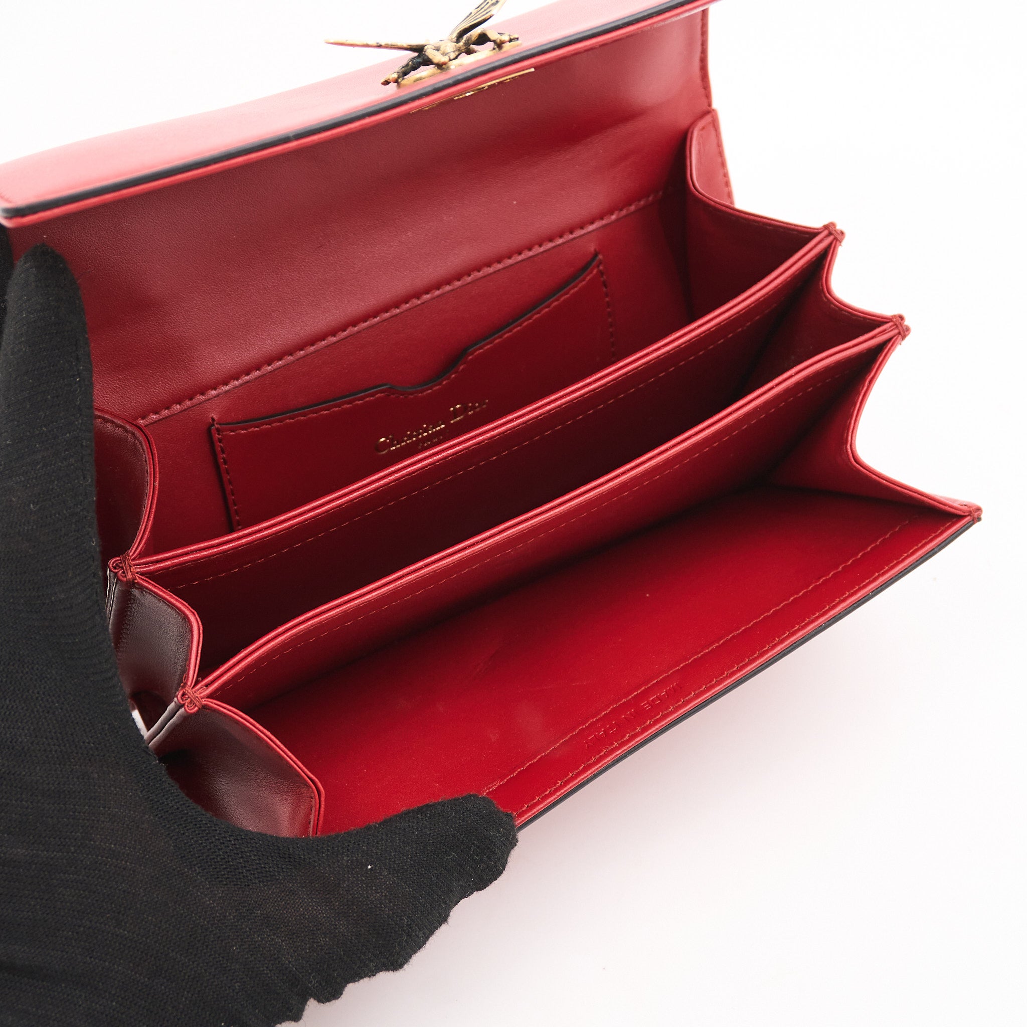 Christian Dior Bee Clutch Red Leather