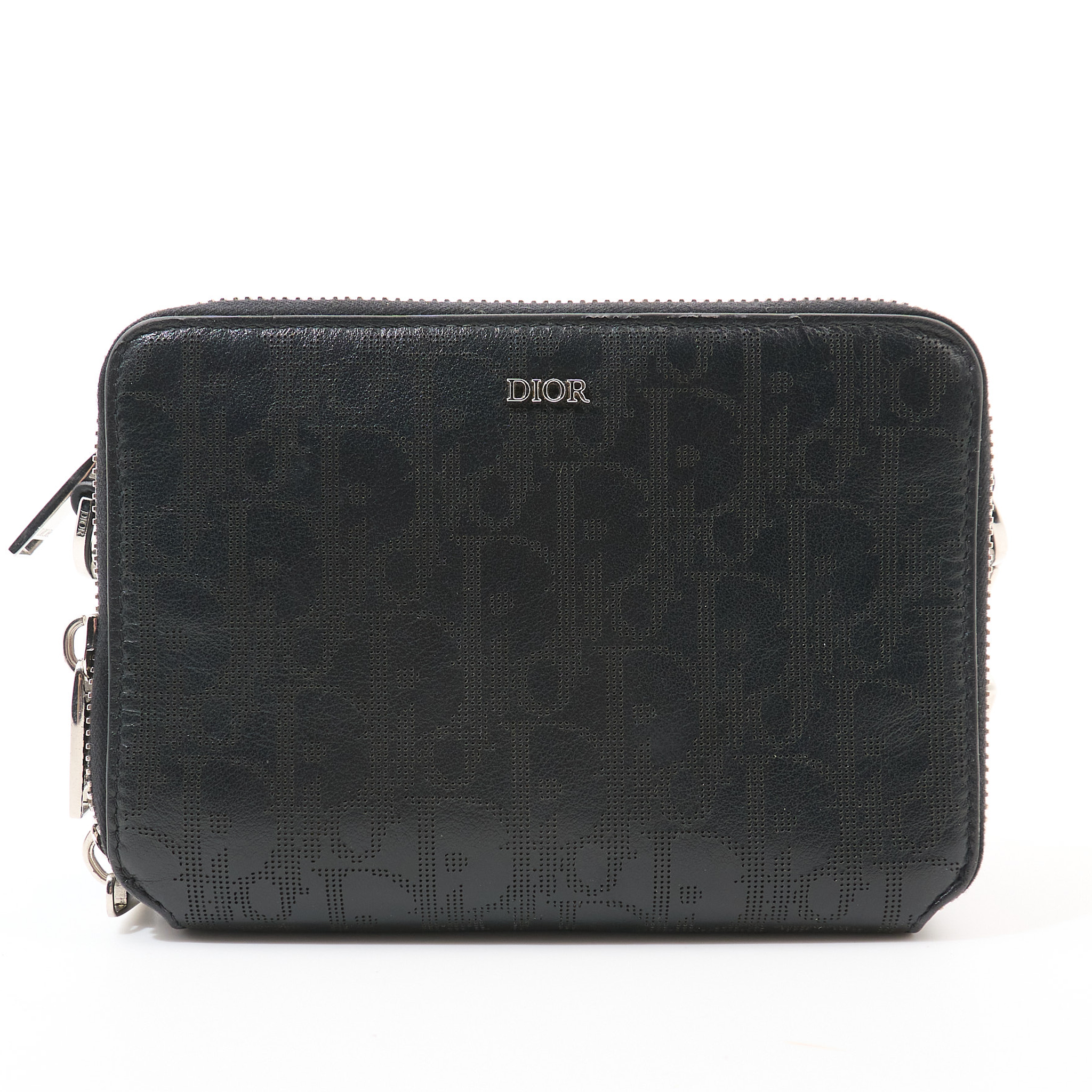 Dior Black Oblique Embossed Calfskin Crossbody Bag