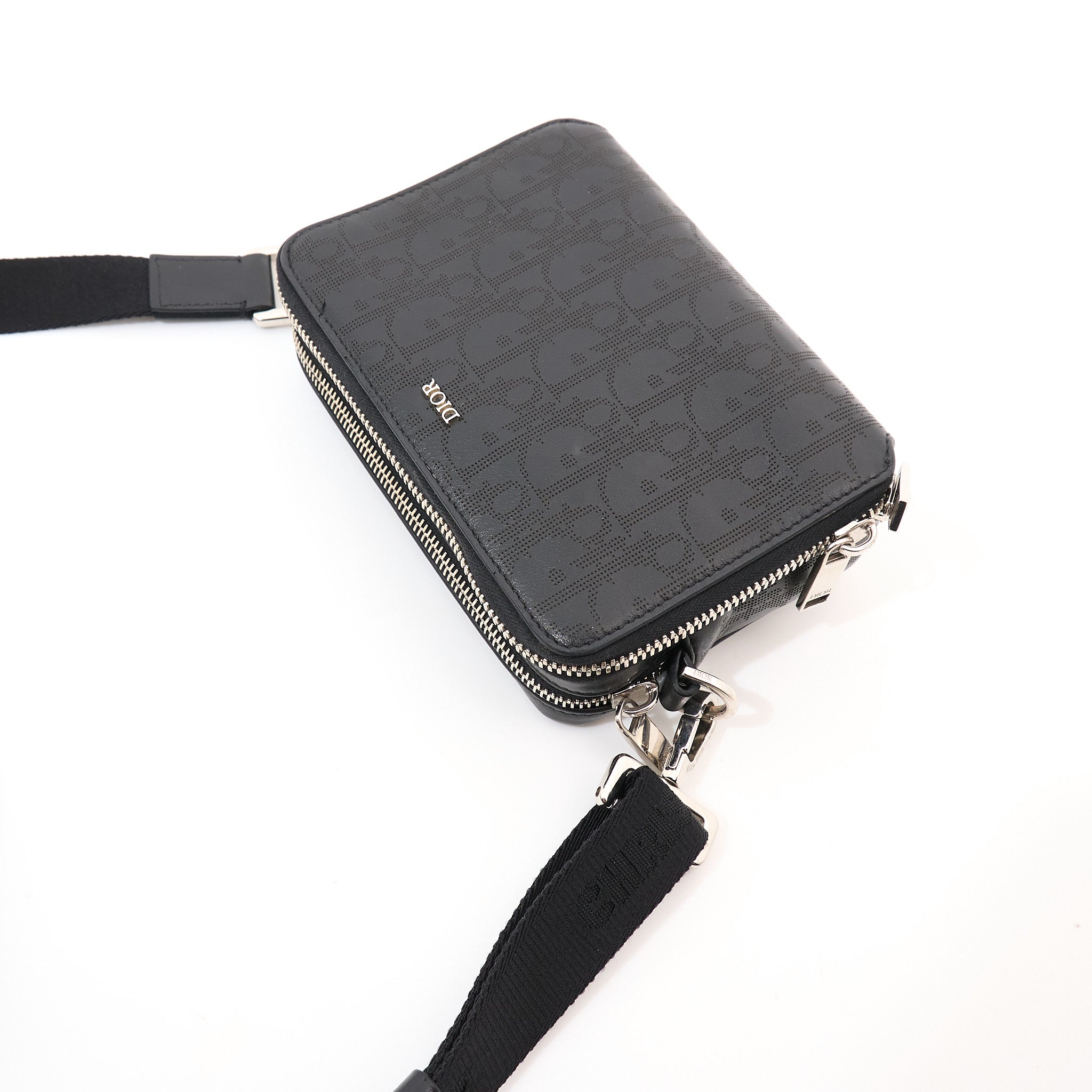 Dior Black Oblique Embossed Calfskin Crossbody Bag