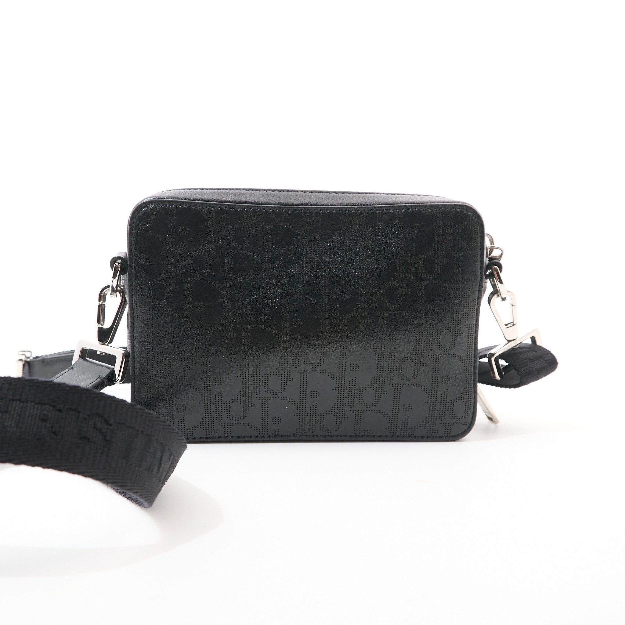 Dior Black Oblique Embossed Calfskin Crossbody Bag