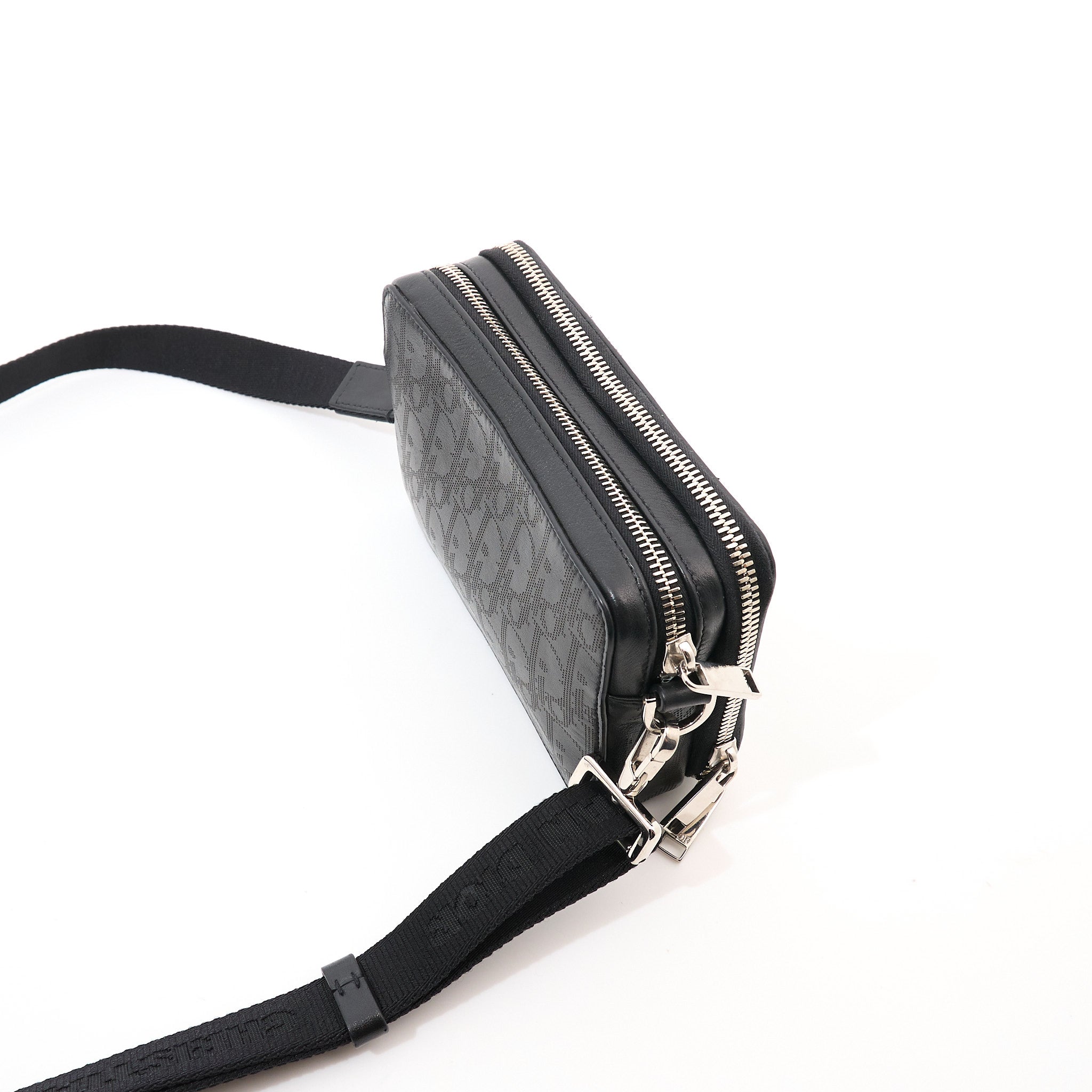 Dior Black Oblique Embossed Calfskin Crossbody Bag