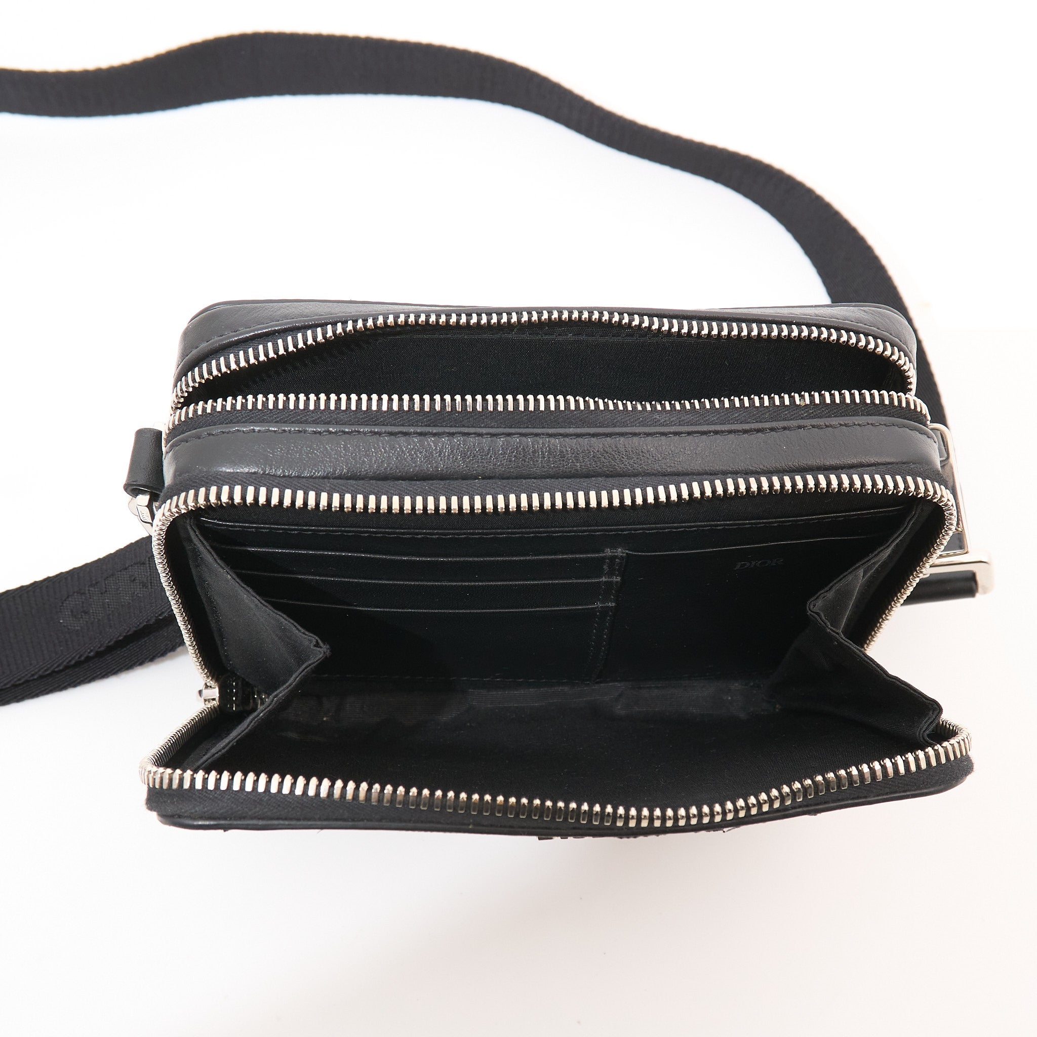 Dior Black Oblique Embossed Calfskin Crossbody Bag