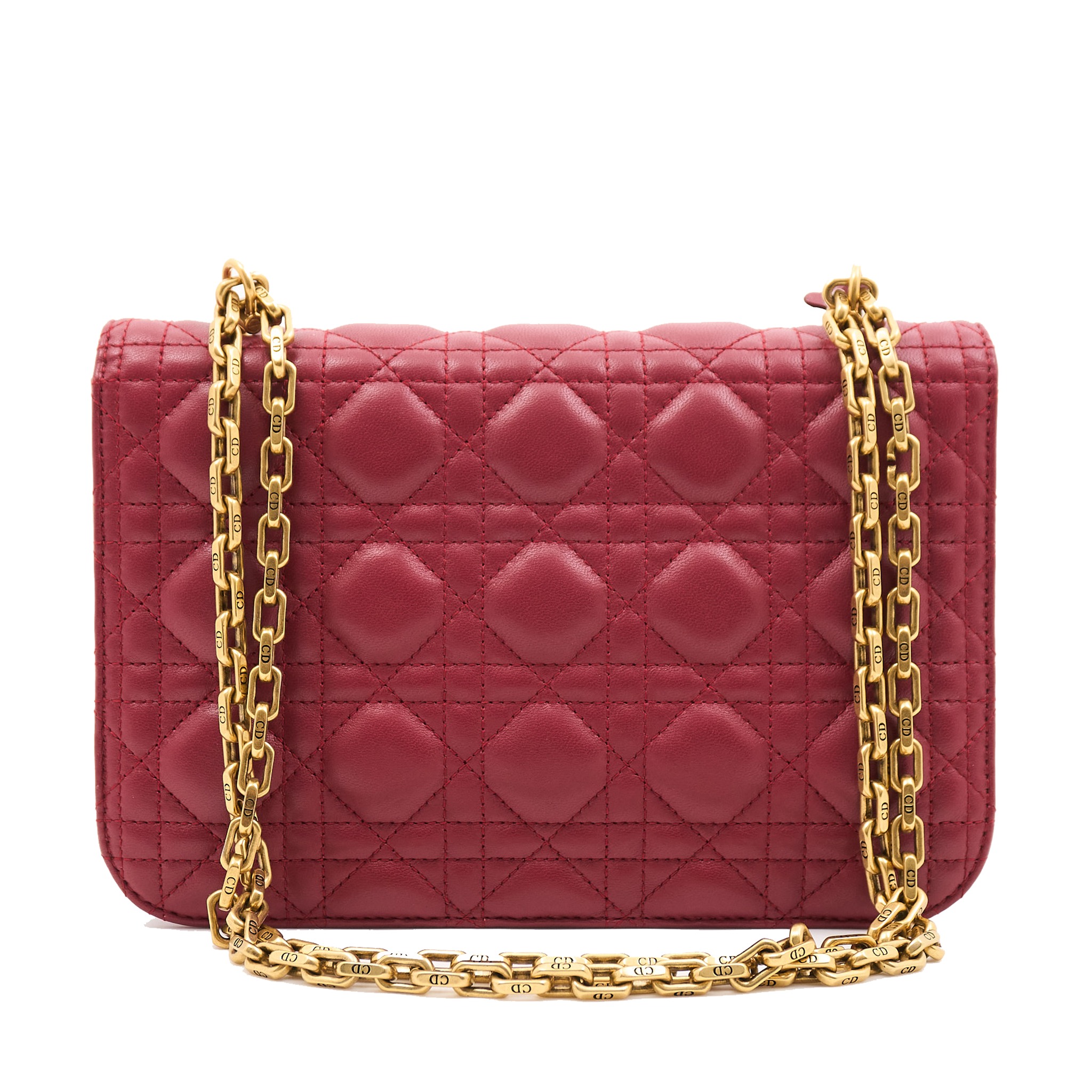 Christian Dior Lambskin Cannage Small DiorAddict Burgundy Flap Bag