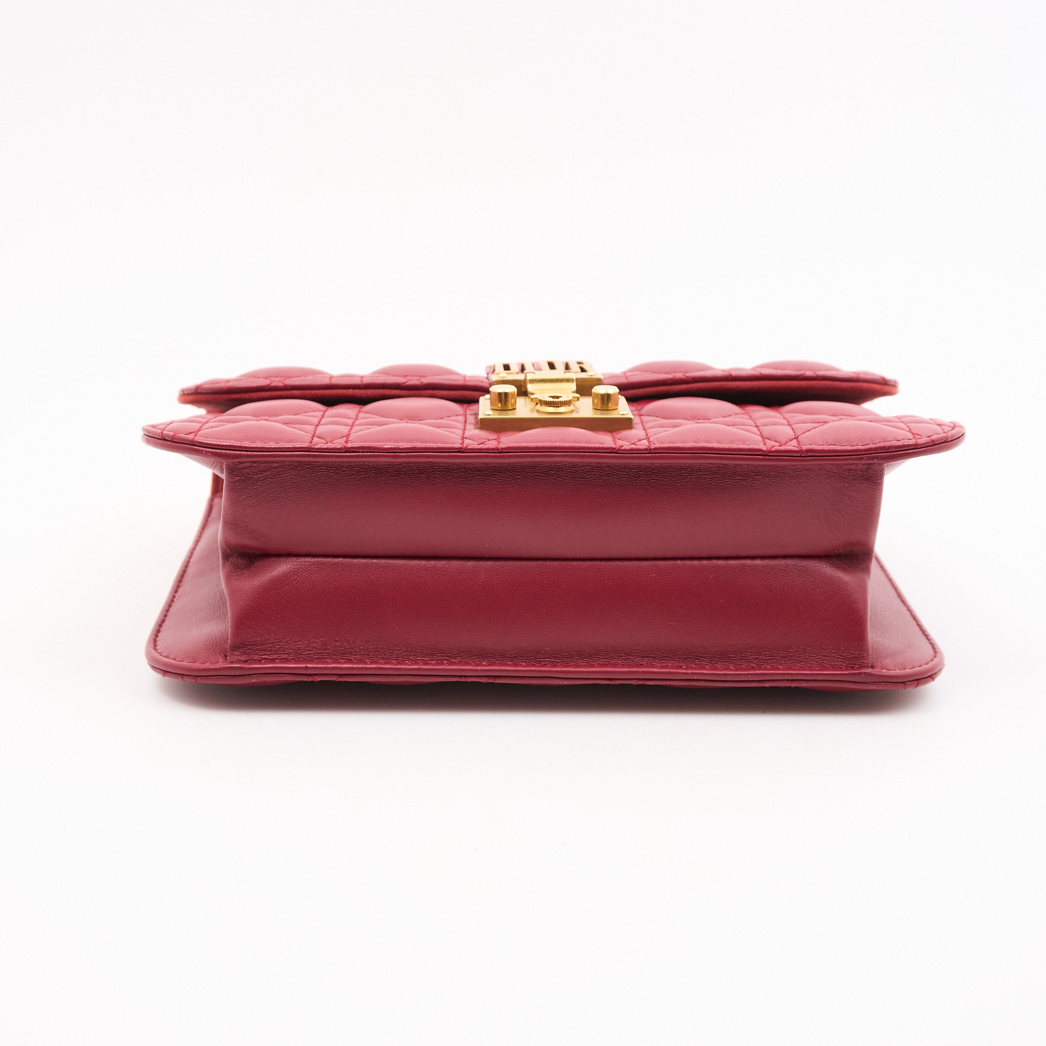 Christian Dior Lambskin Cannage Small DiorAddict Burgundy Flap Bag