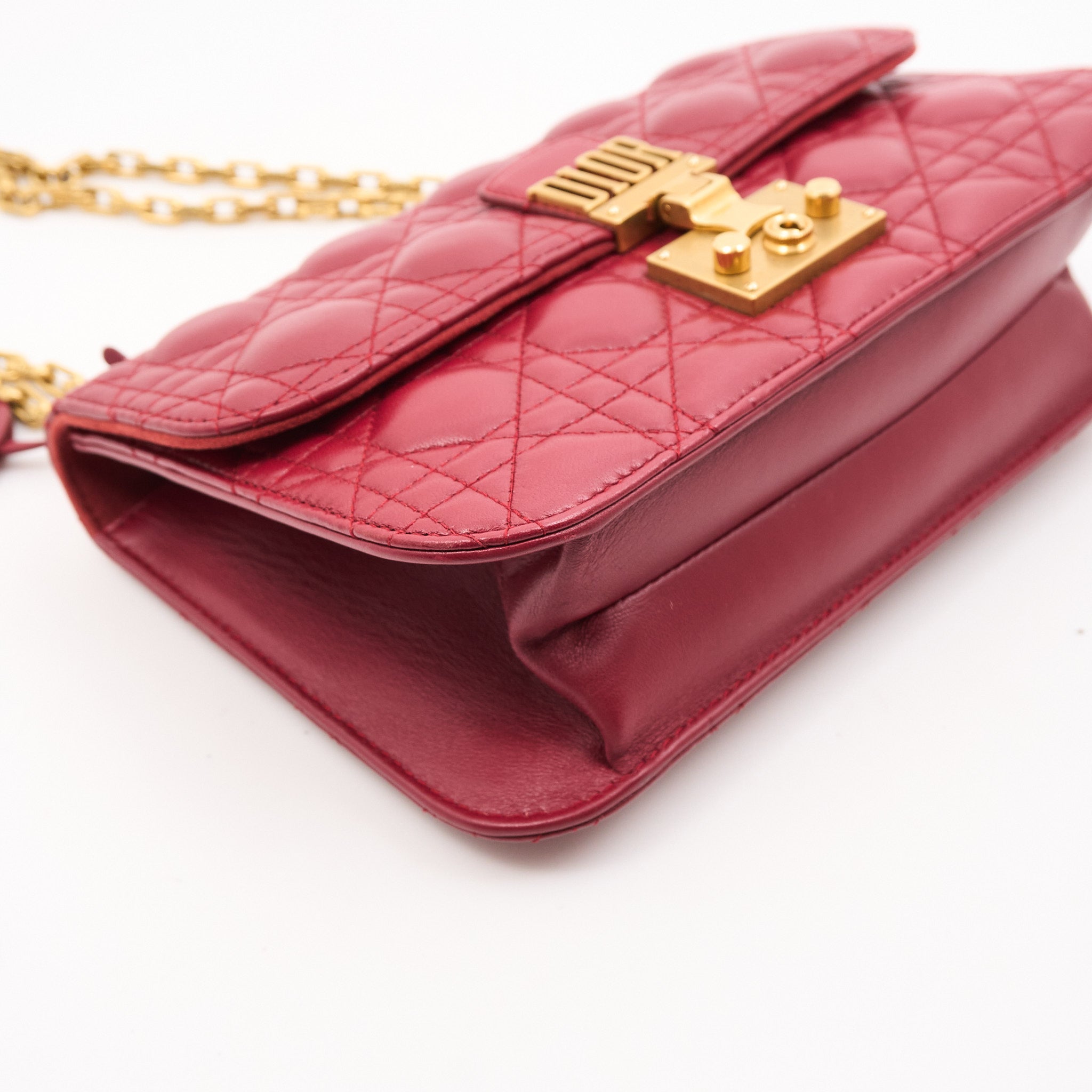 Christian Dior Lambskin Cannage Small DiorAddict Burgundy Flap Bag