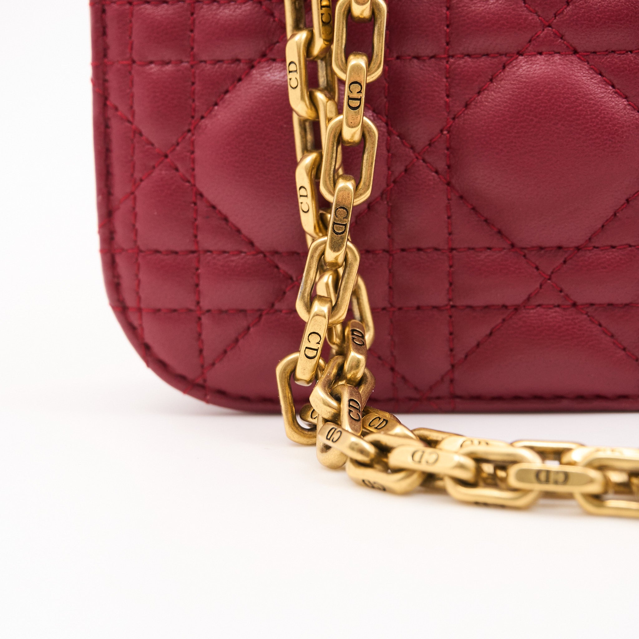 Christian Dior Lambskin Cannage Small DiorAddict Burgundy Flap Bag