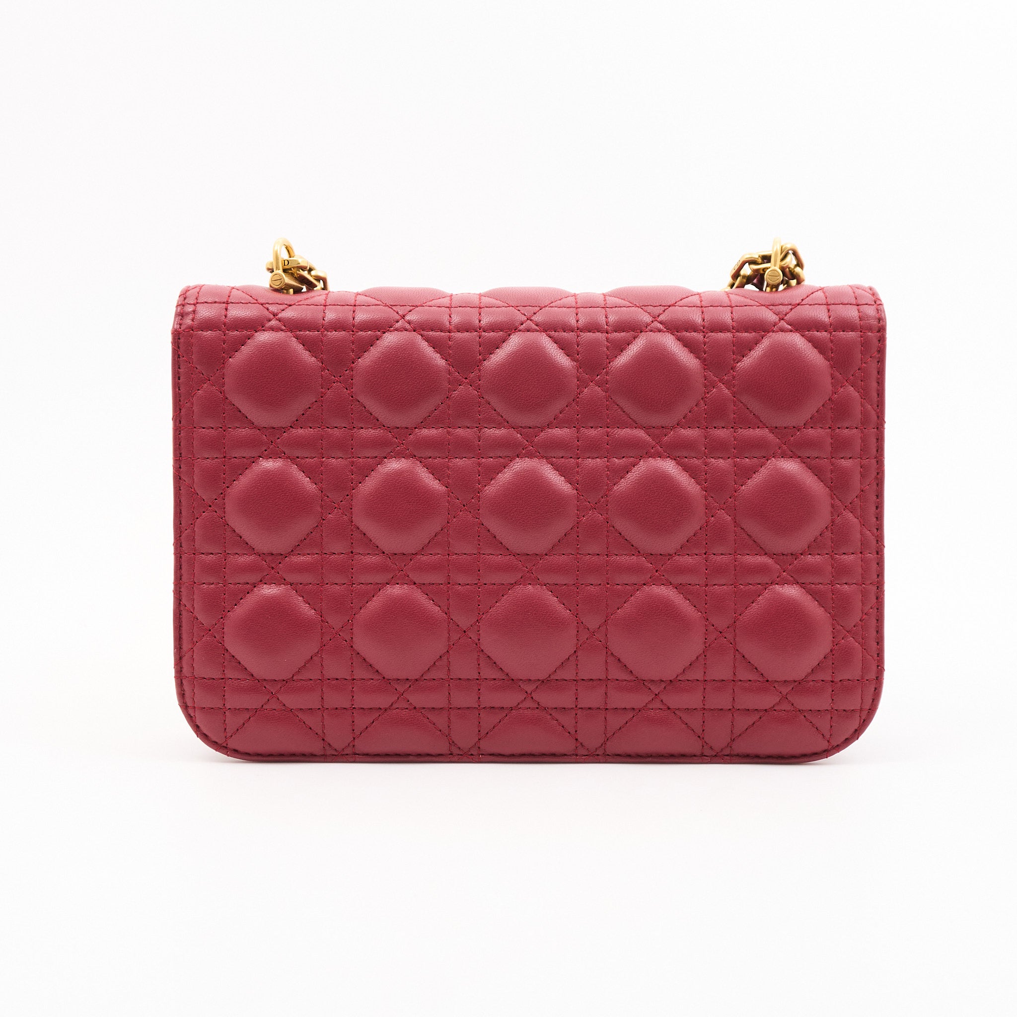 Christian Dior Lambskin Cannage Small DiorAddict Burgundy Flap Bag