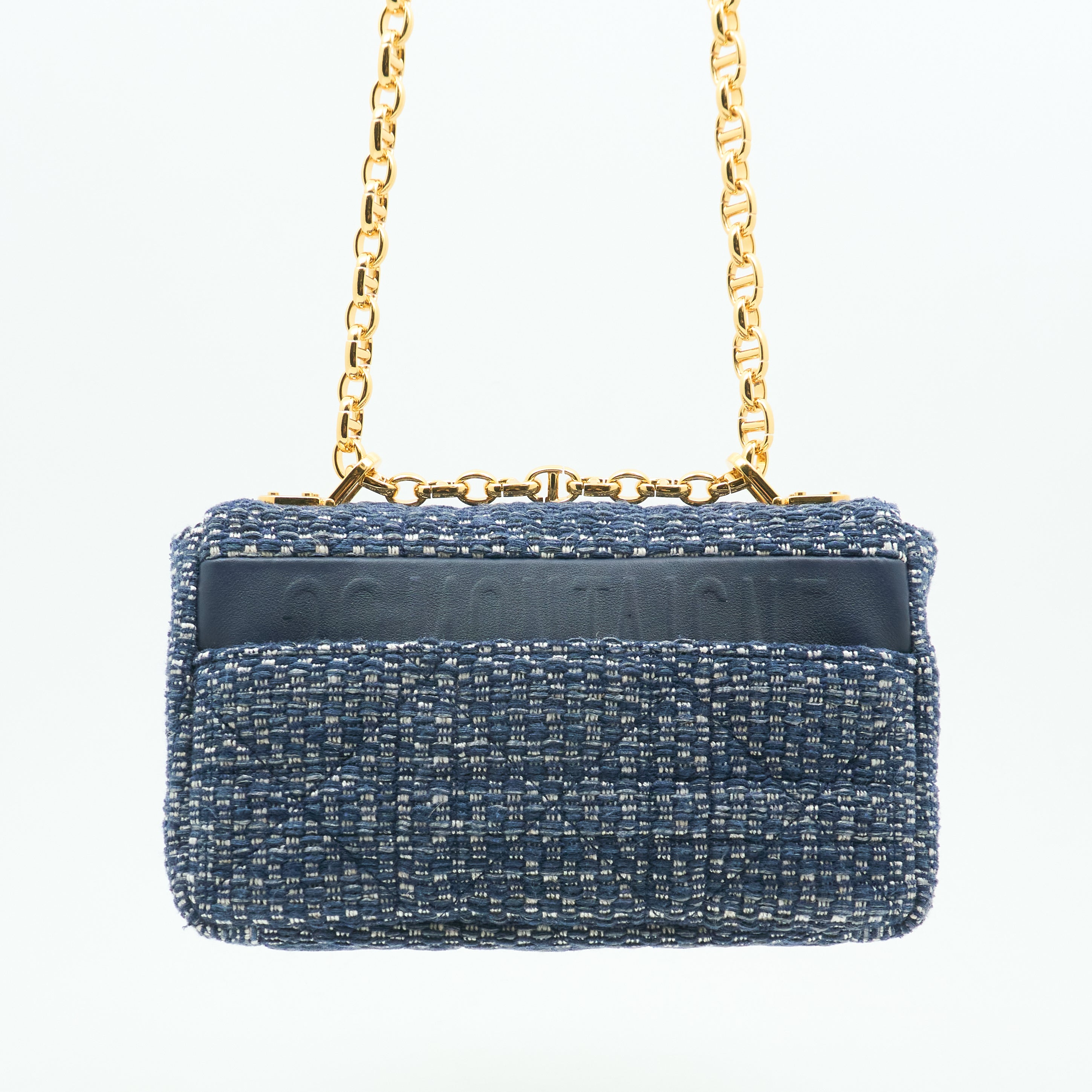 Dior Small Caro Bag in Blue Tweed