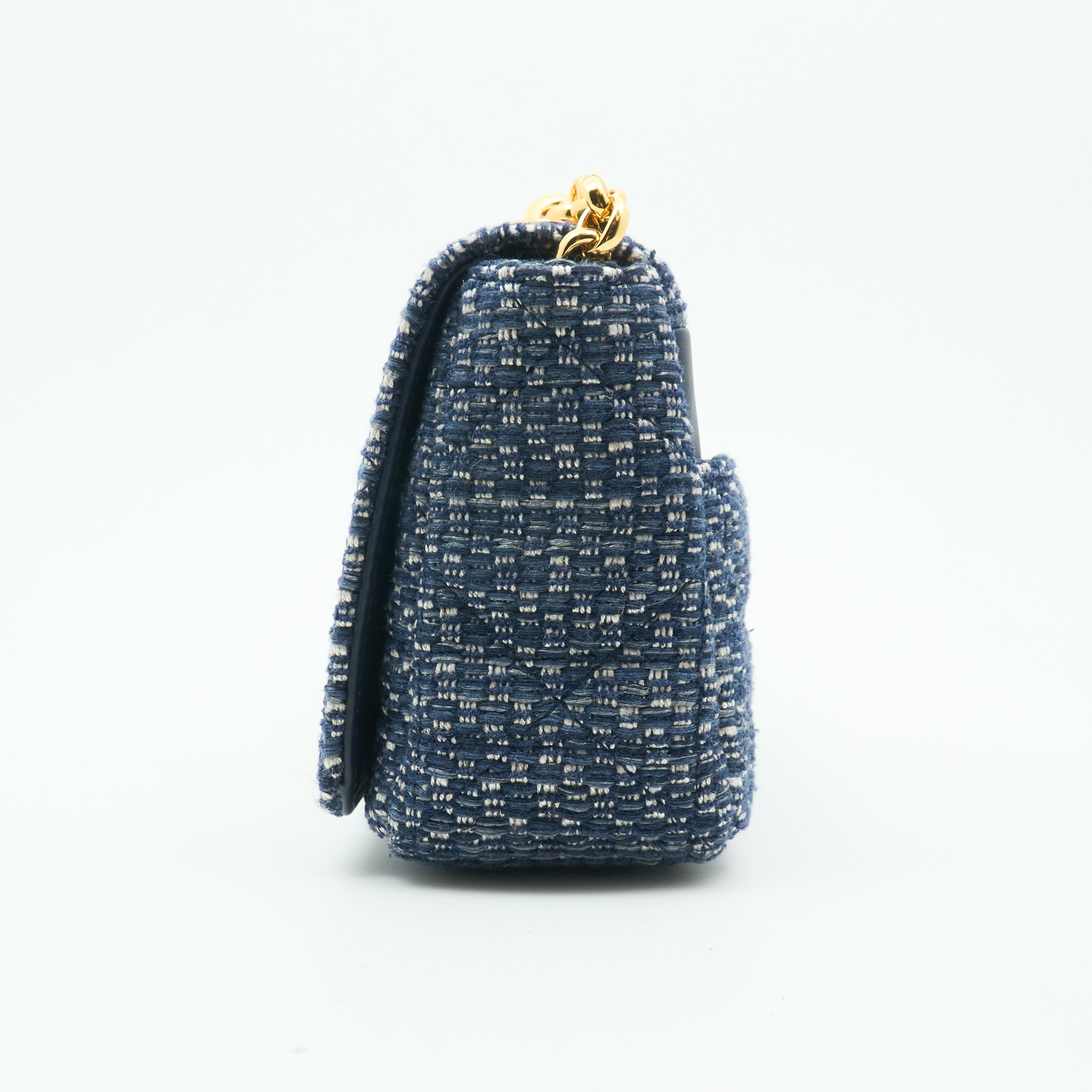Dior Small Caro Bag in Blue Tweed