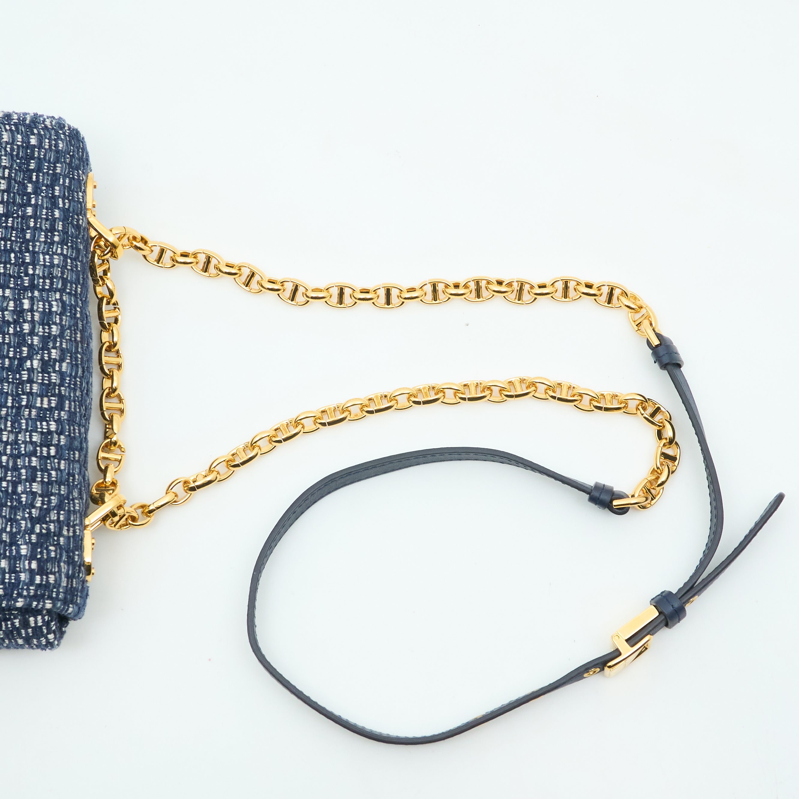 Dior Small Caro Bag in Blue Tweed