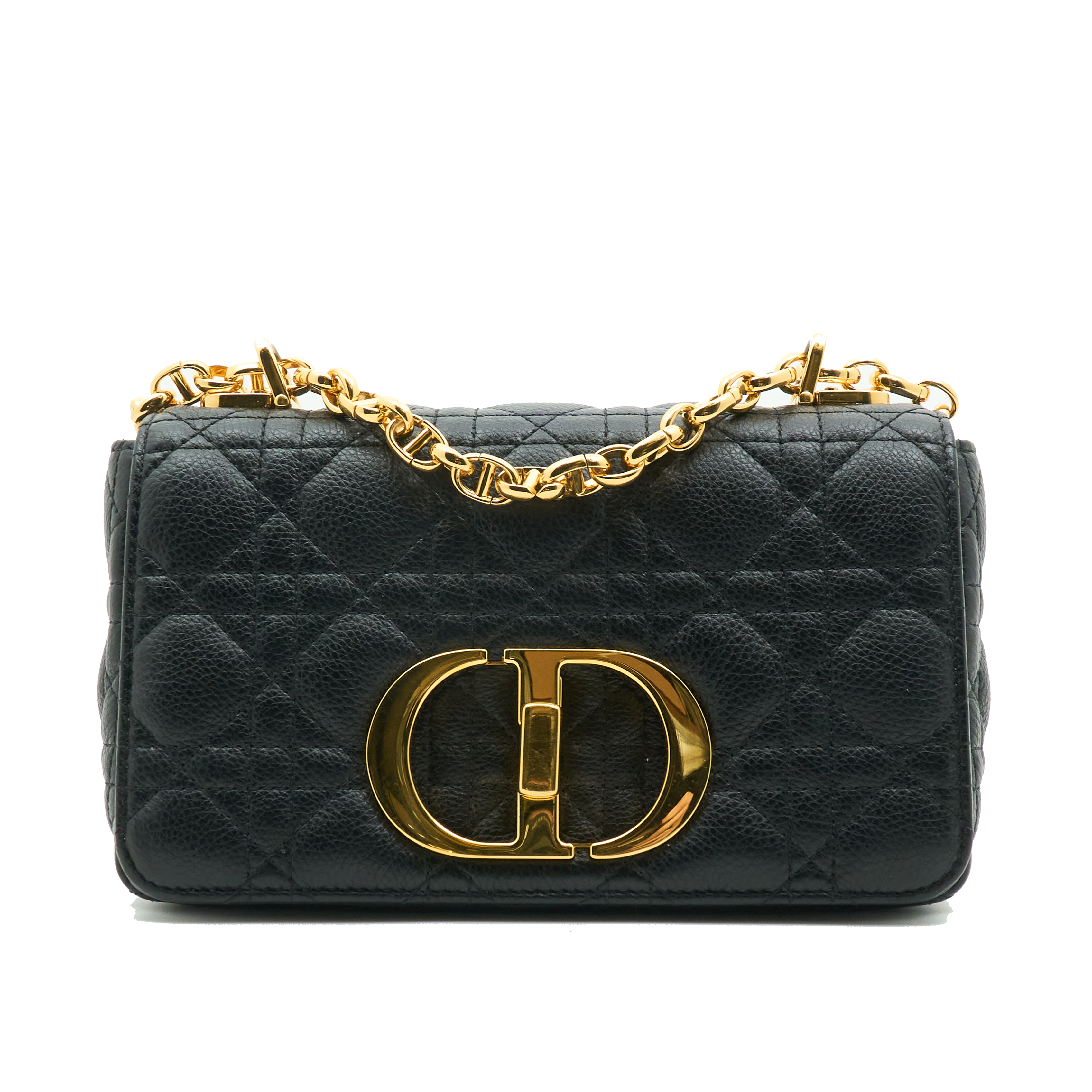 Dior Caro Bag In Black Cannage Calfskin