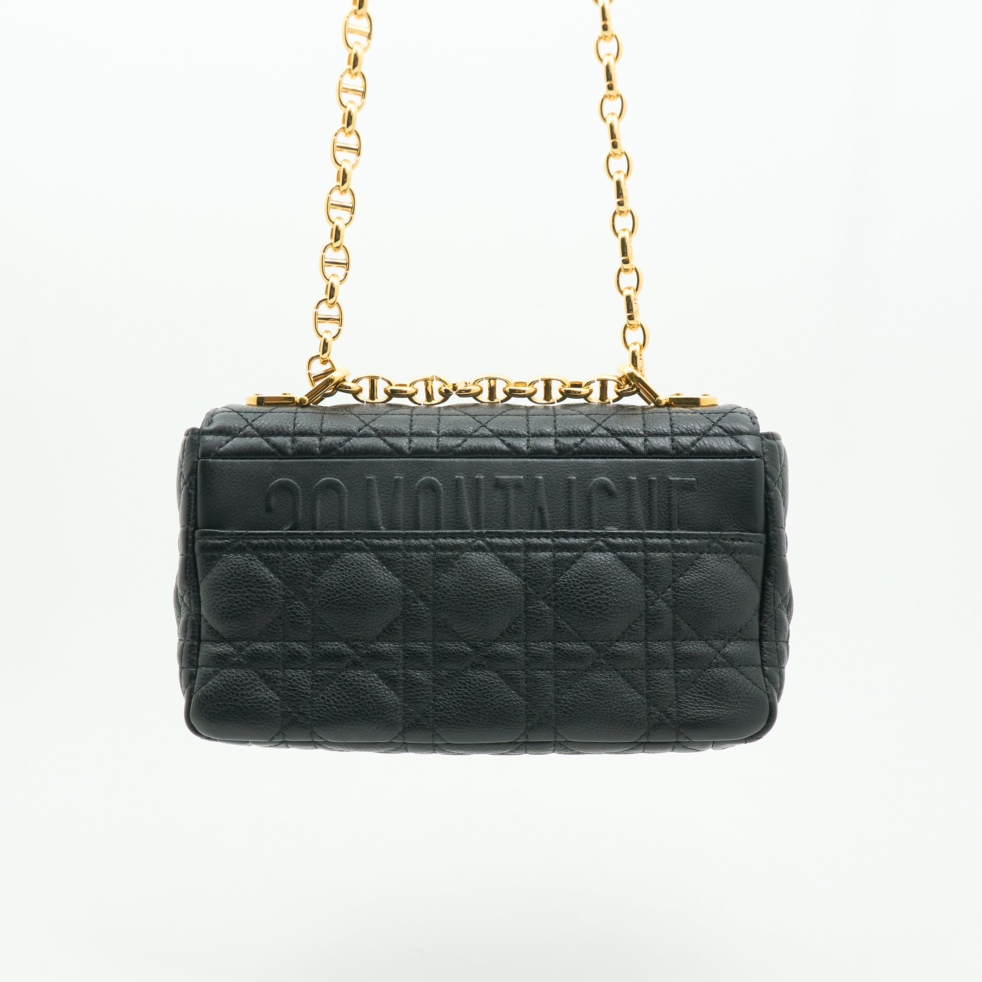 Dior Caro Bag In Black Cannage Calfskin
