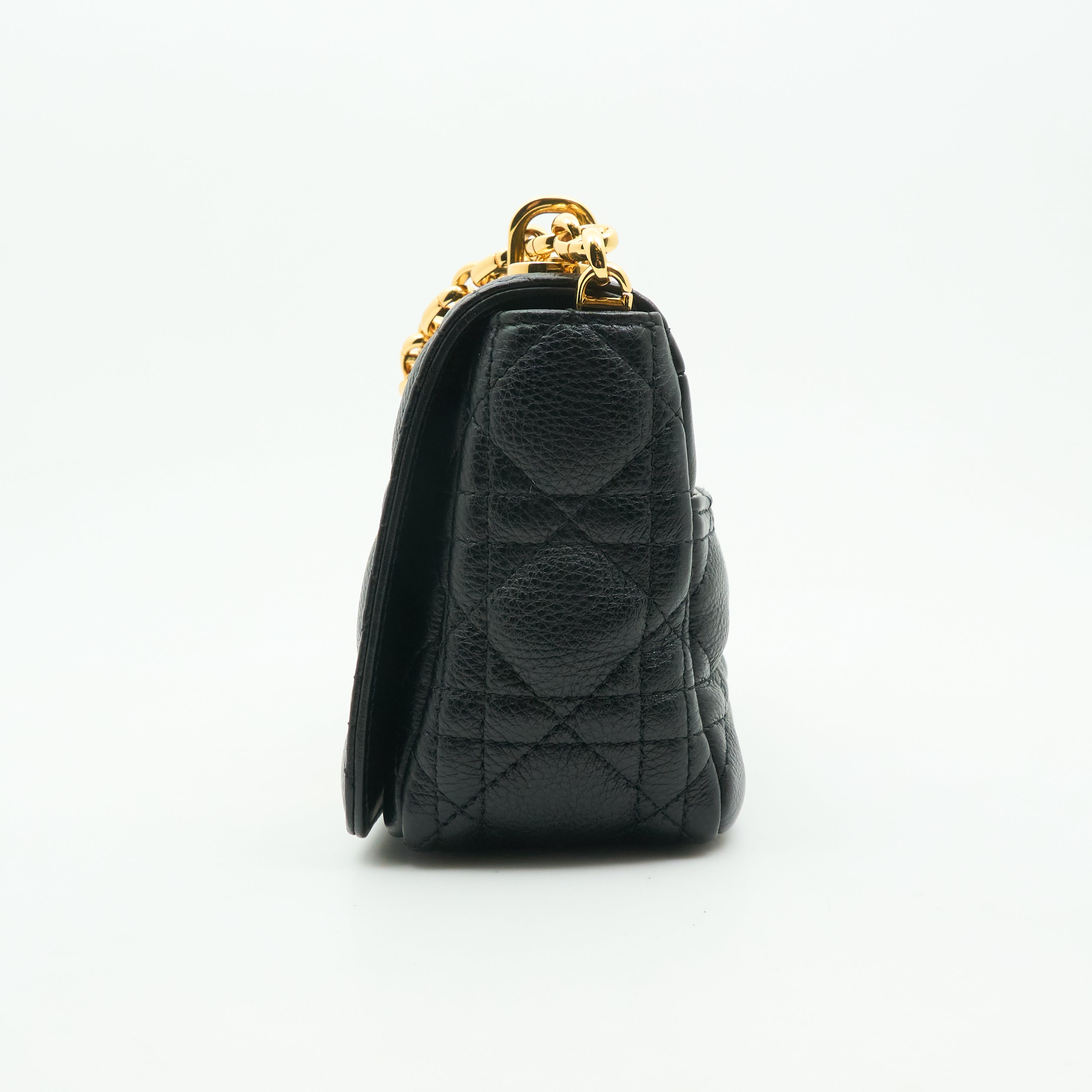 Dior Caro Bag In Black Cannage Calfskin