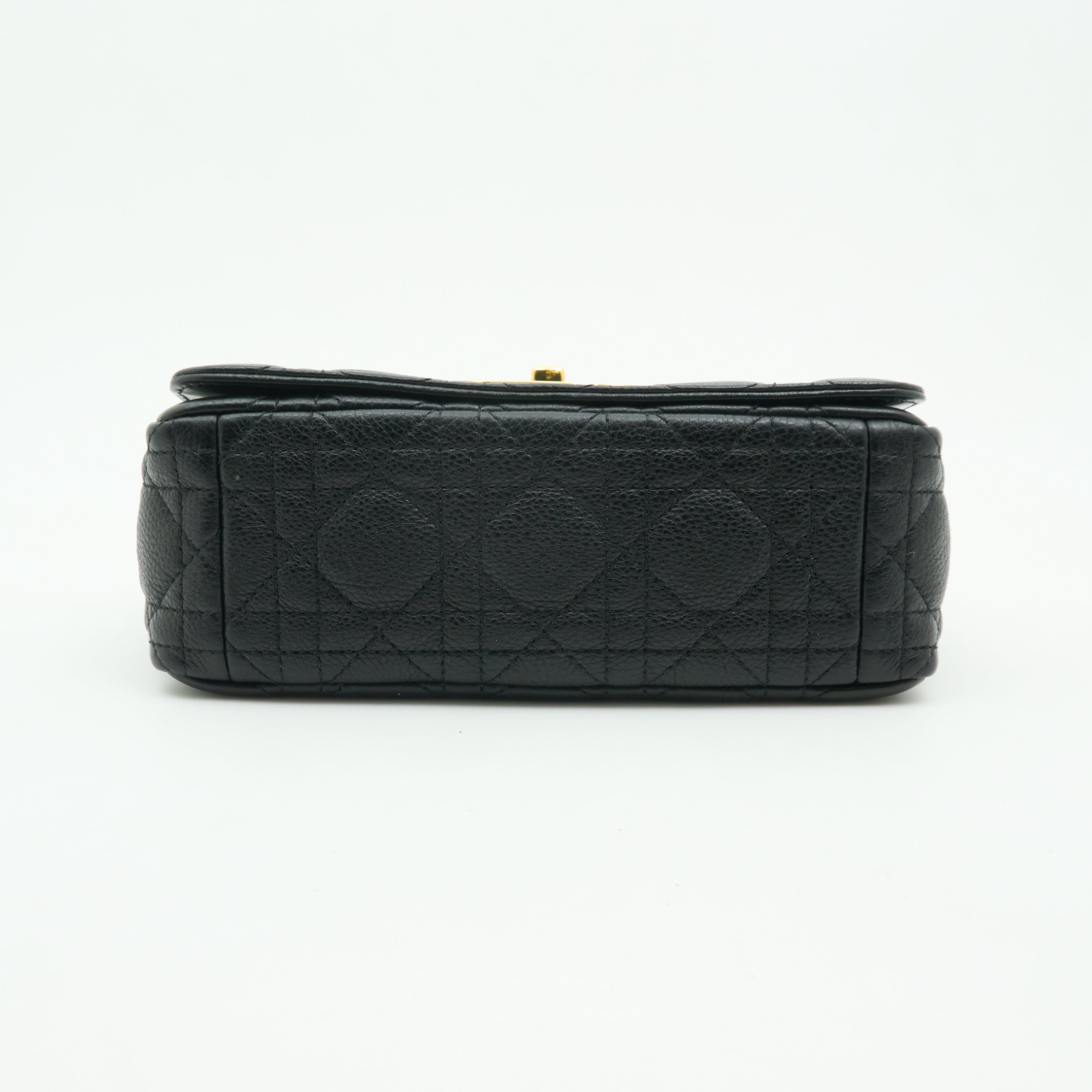 Dior Caro Bag In Black Cannage Calfskin