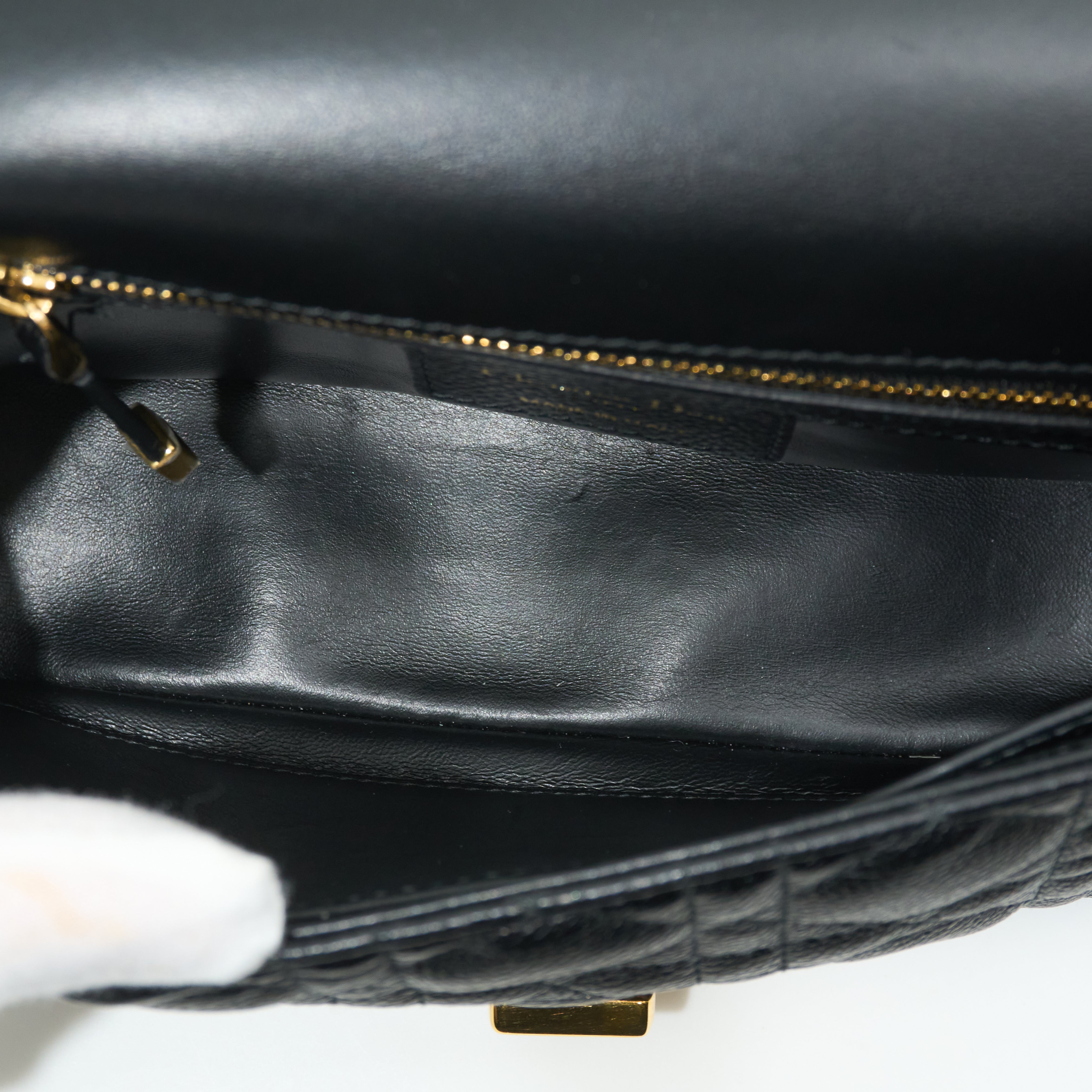Dior Caro Bag In Black Cannage Calfskin