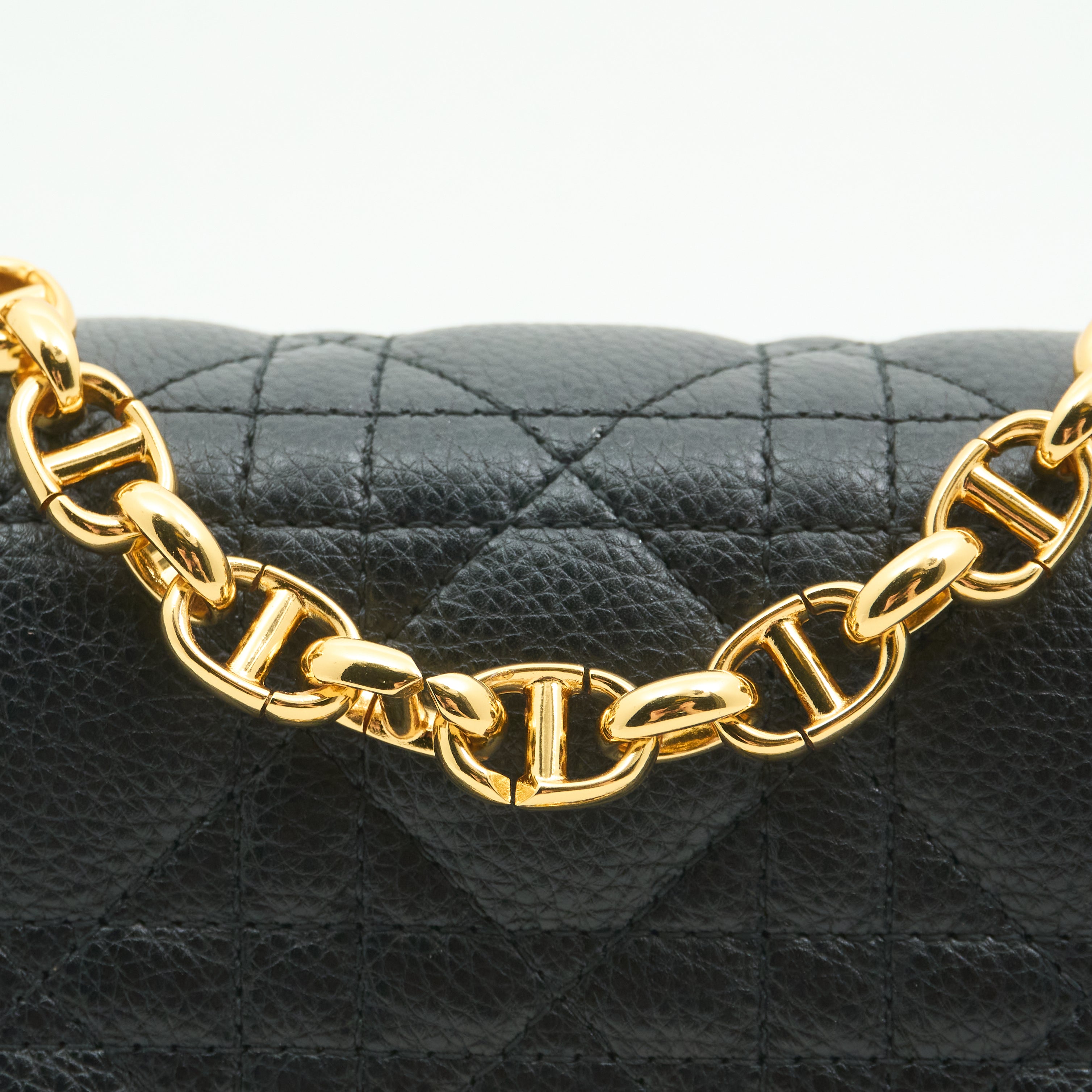 Dior Caro Bag In Black Cannage Calfskin