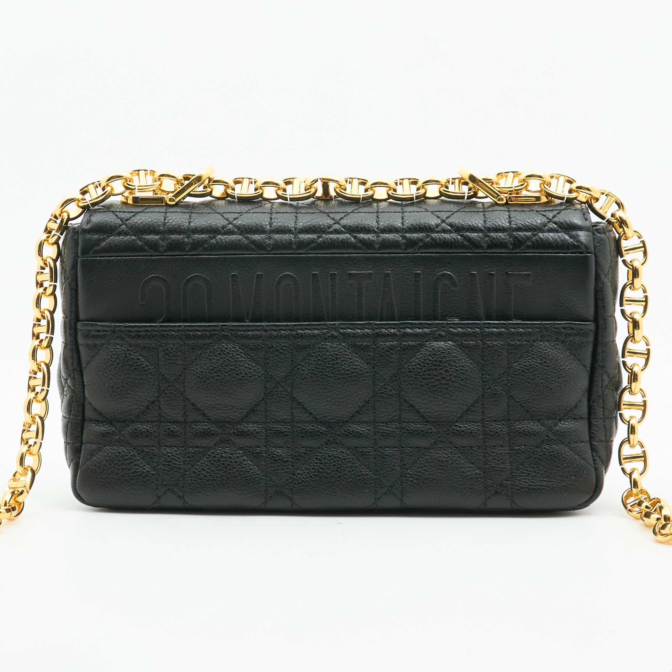 Dior Caro Bag In Black Cannage Calfskin