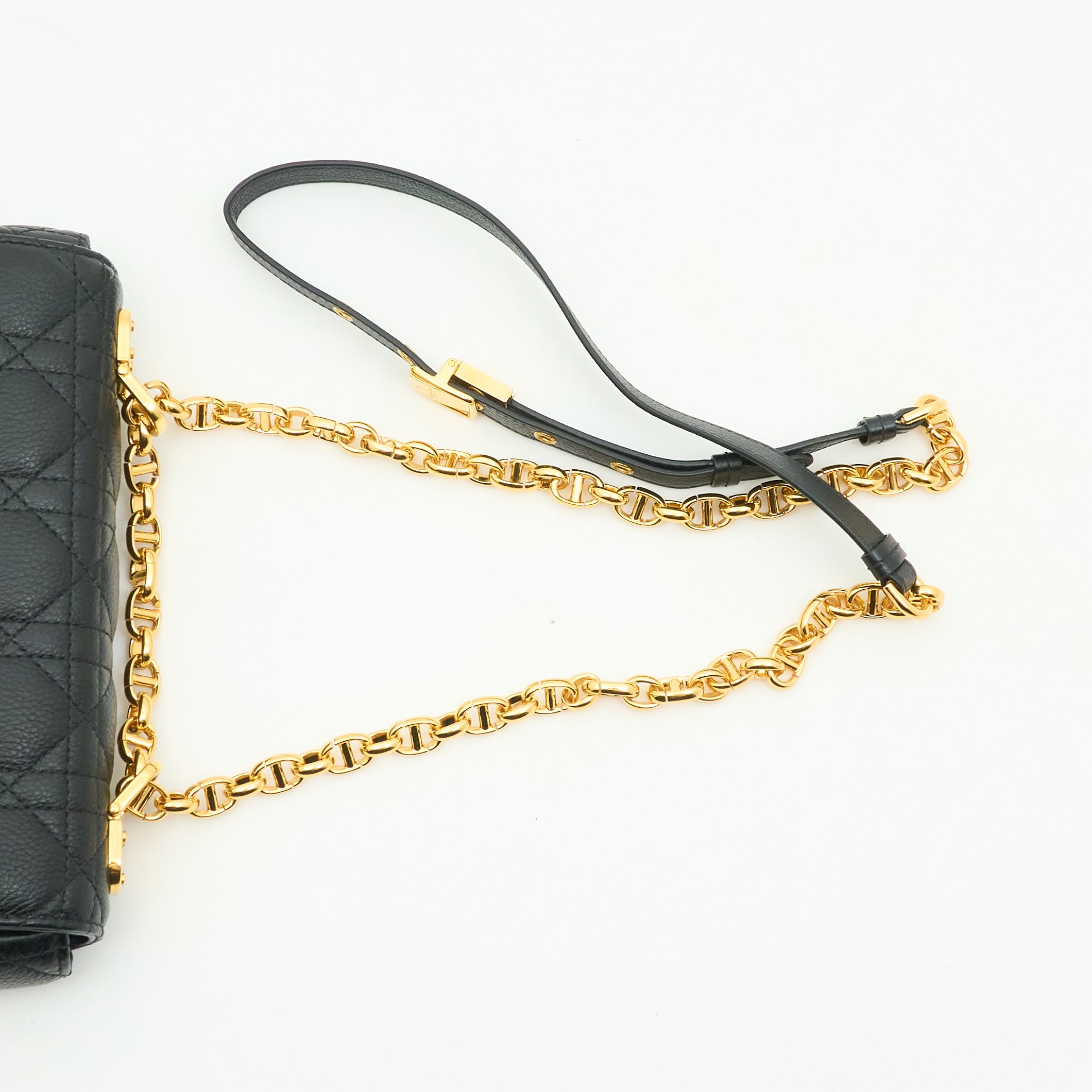 Dior Caro Bag In Black Cannage Calfskin