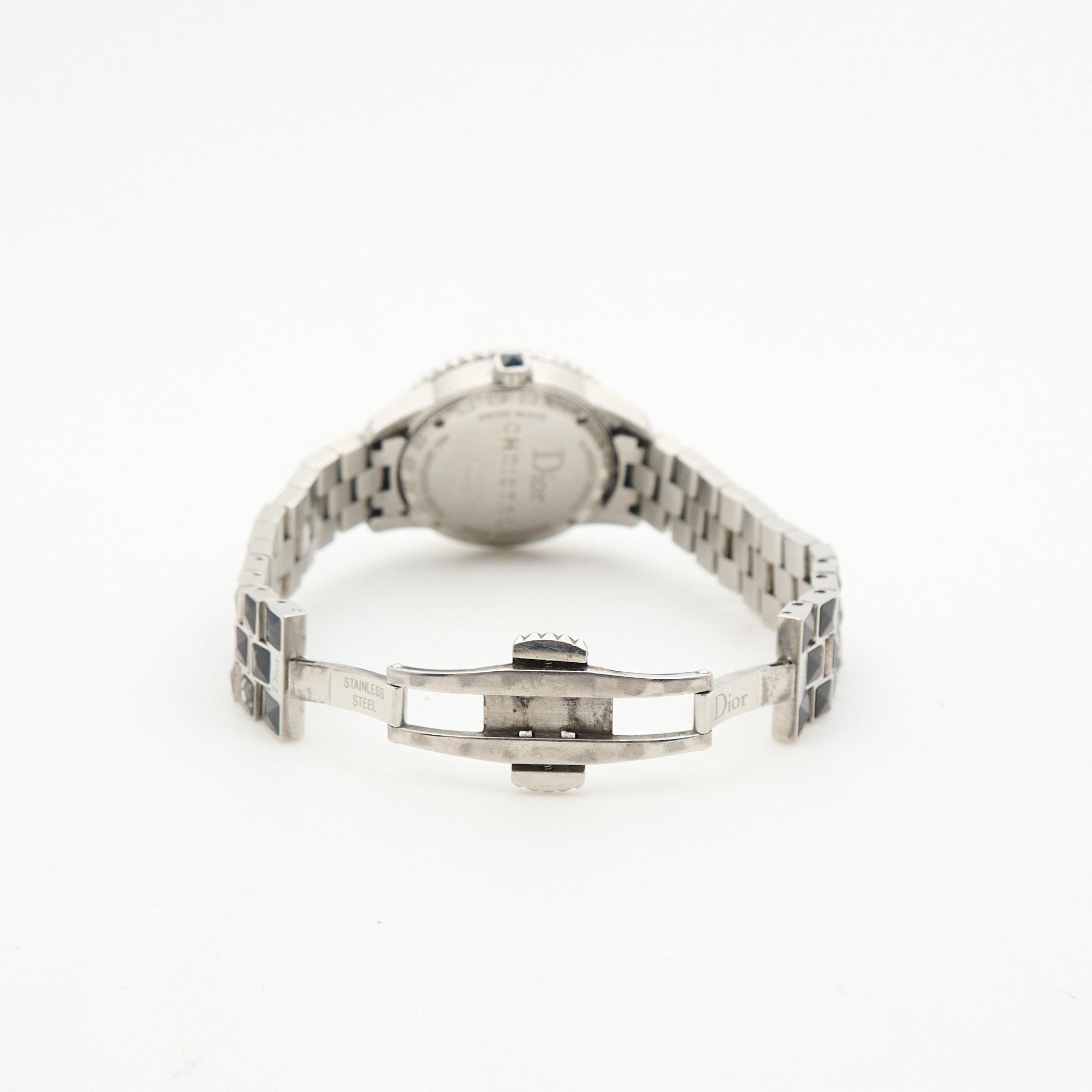 Dior Christal Steel Ceramic Diamonds Black Dial Automatic Watch