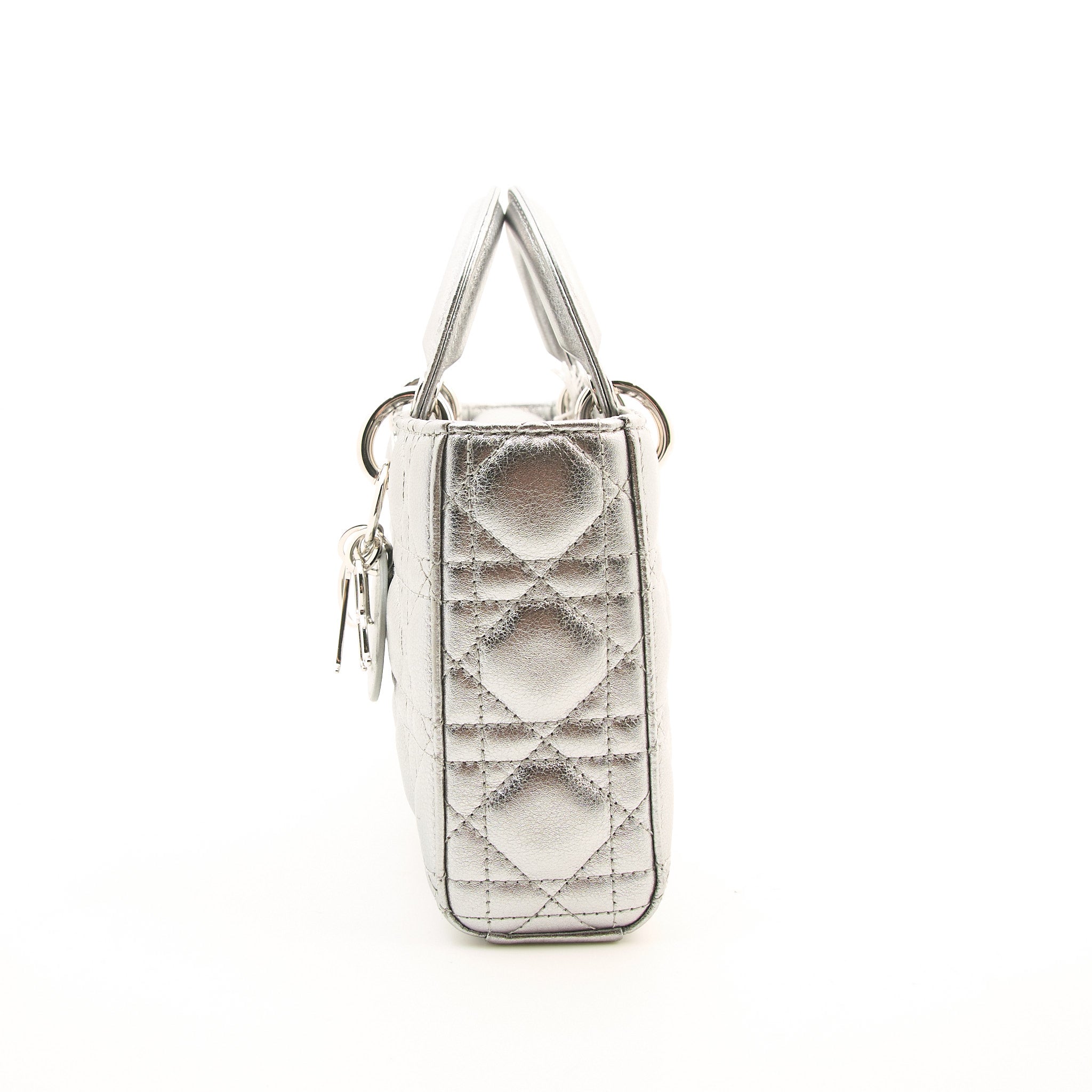 Christian Dior Silver Cannage Leather Lady D-Joy Tote