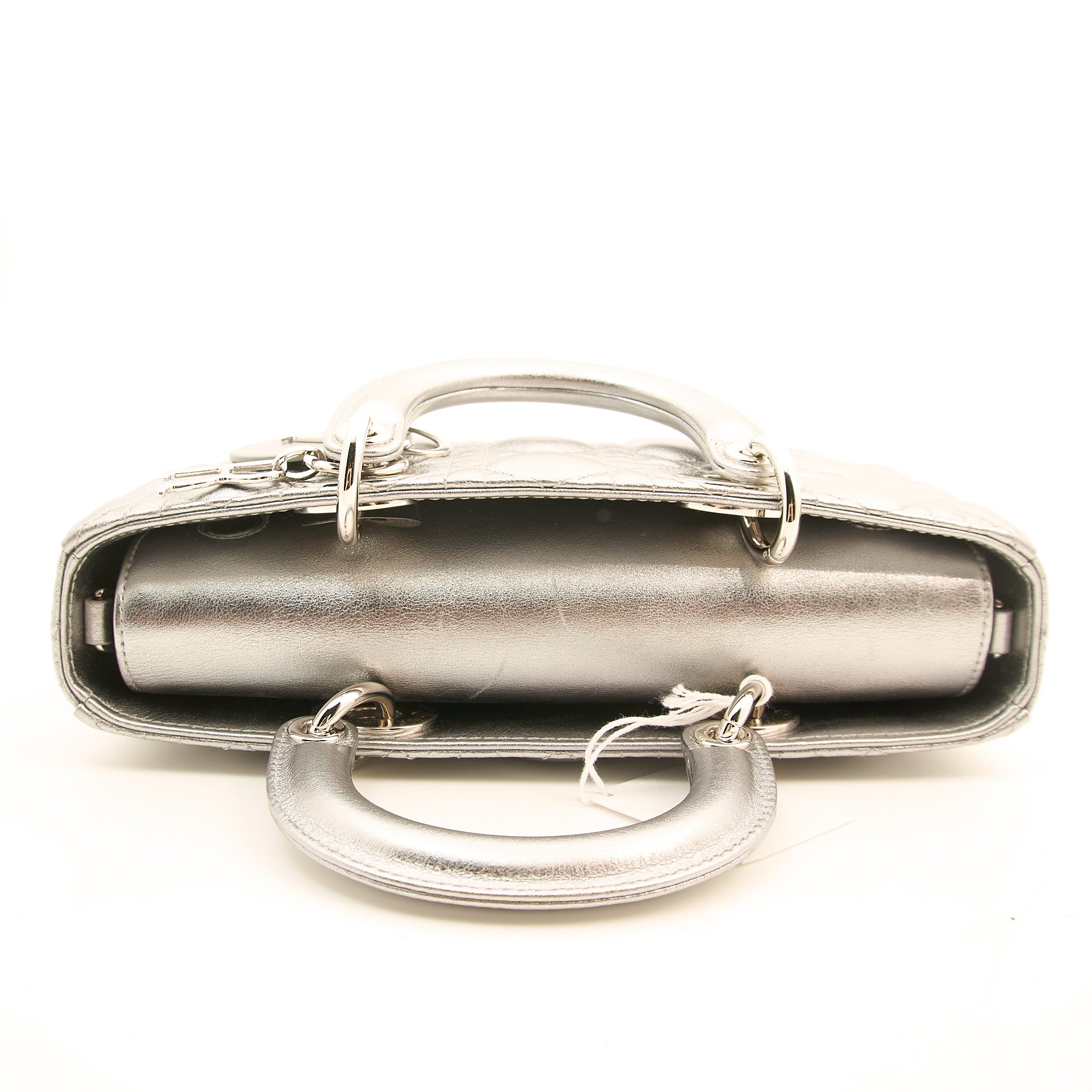 Christian Dior Silver Cannage Leather Lady D-Joy Tote