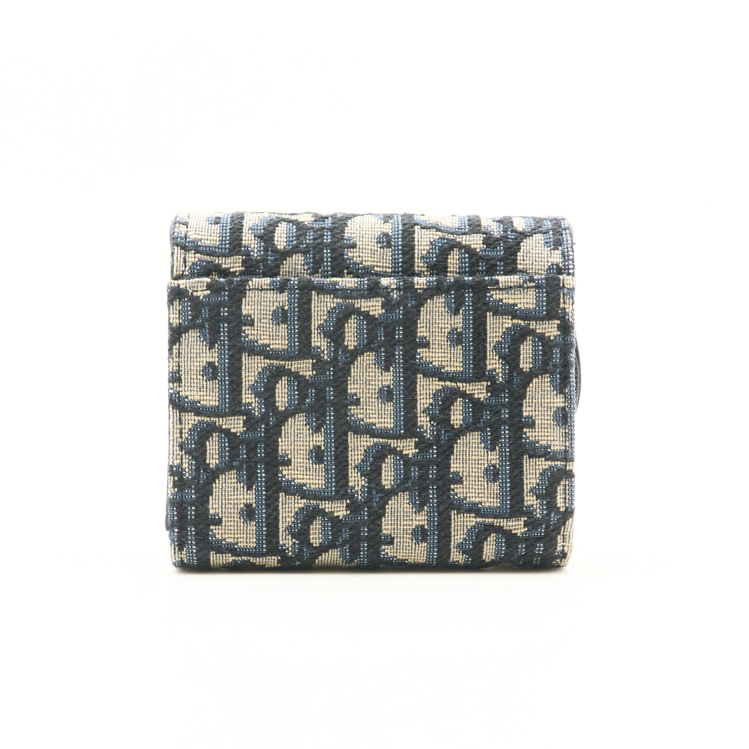 Dior Saddle Lotus Wallet In Blue Oblique