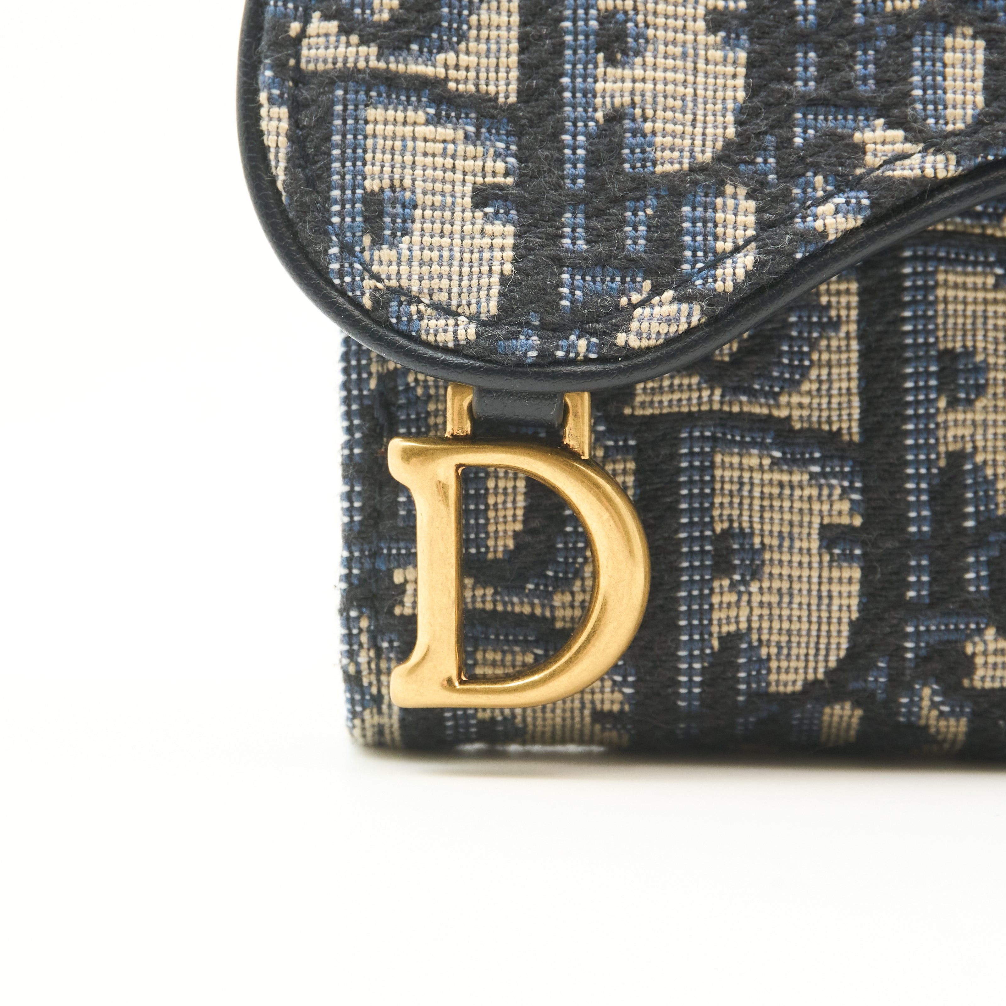 Dior Saddle Lotus Wallet In Blue Oblique