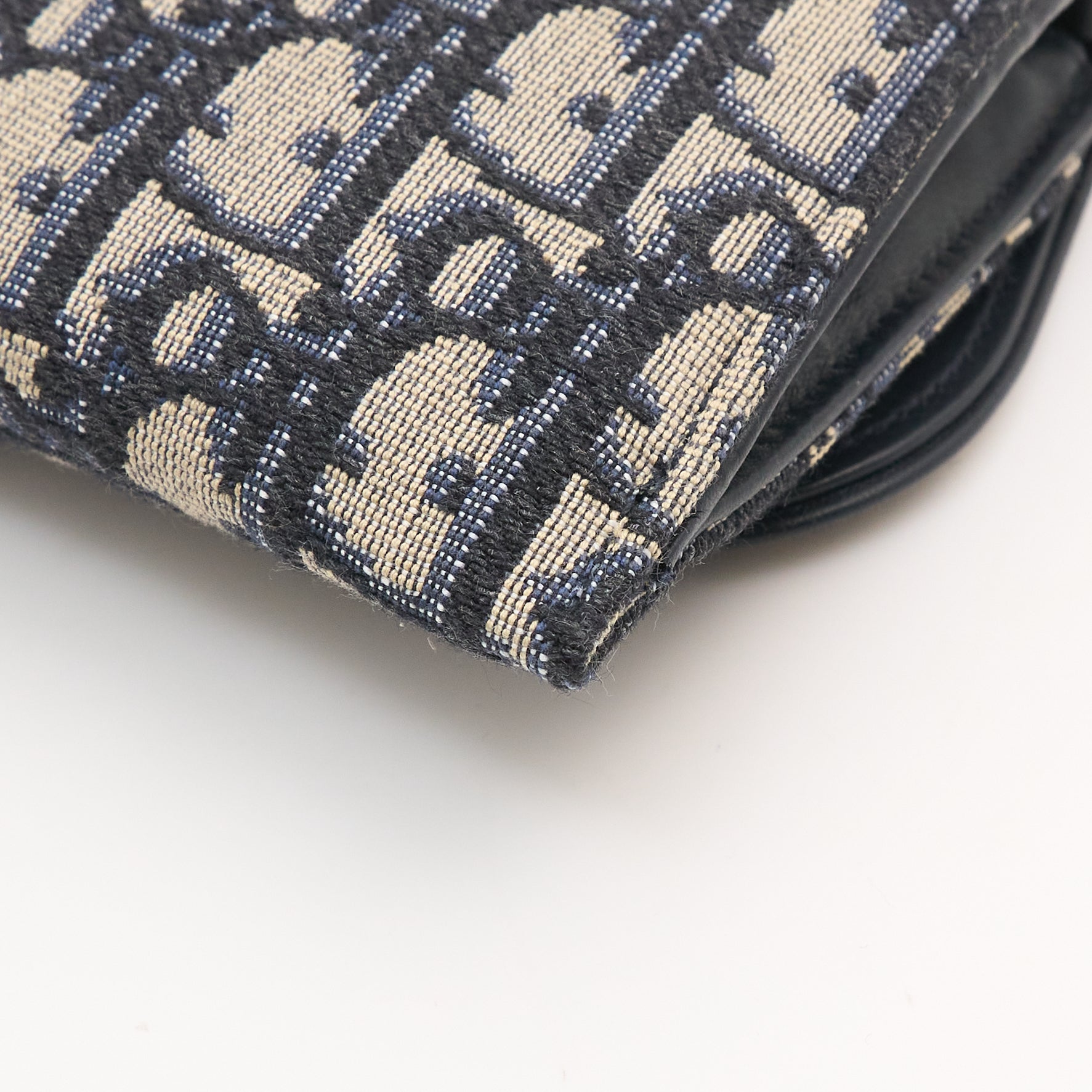 Dior Small Saddle Pouch with Chain in Blue Oblique