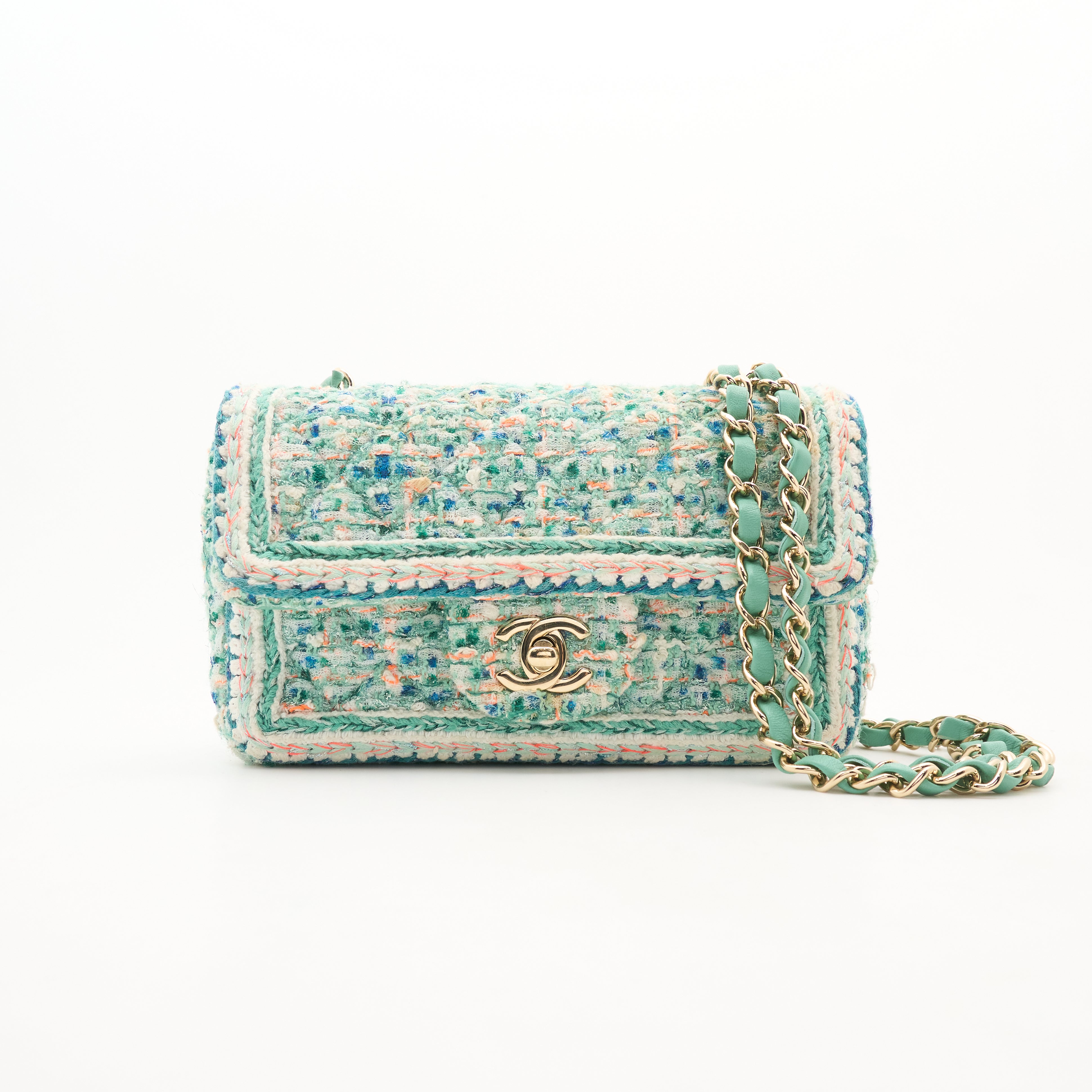 Chanel Classic Tweed Flap Bag LGHW