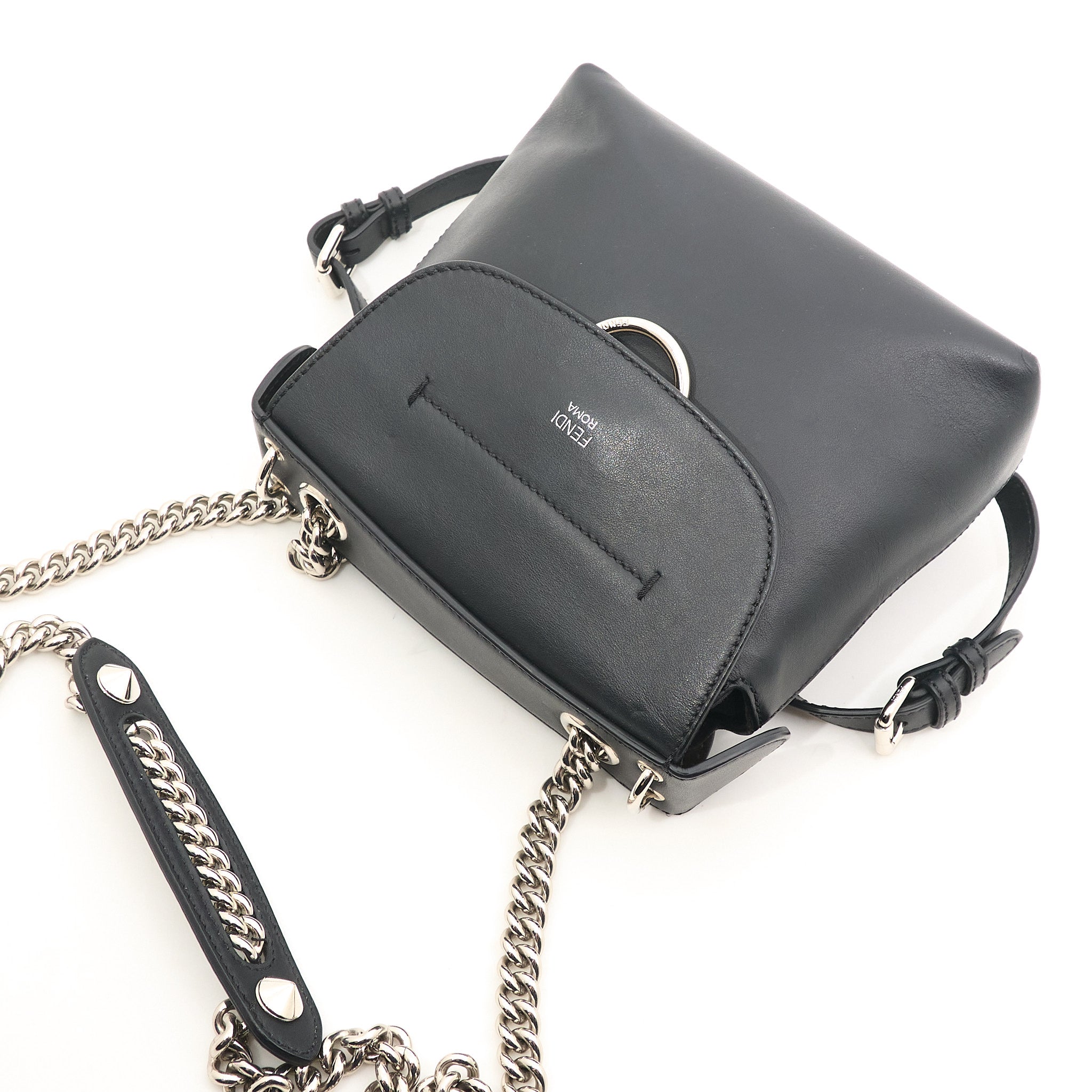 Fendi Black Leather Backpack