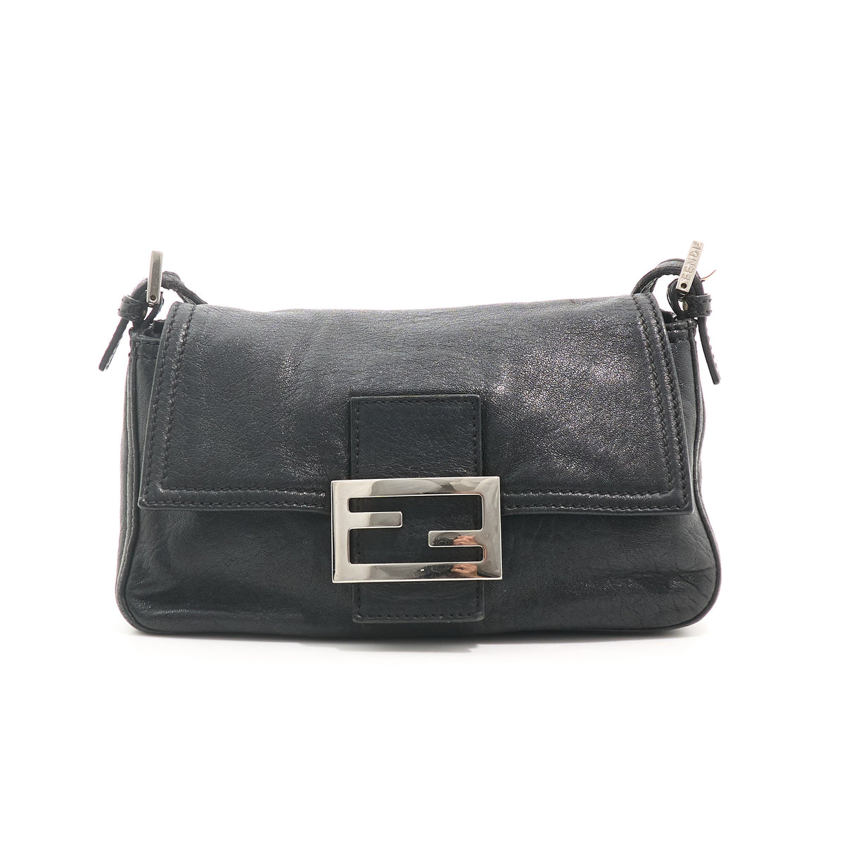 Fendi Vintage Black Leather Mamma Baguette Bag