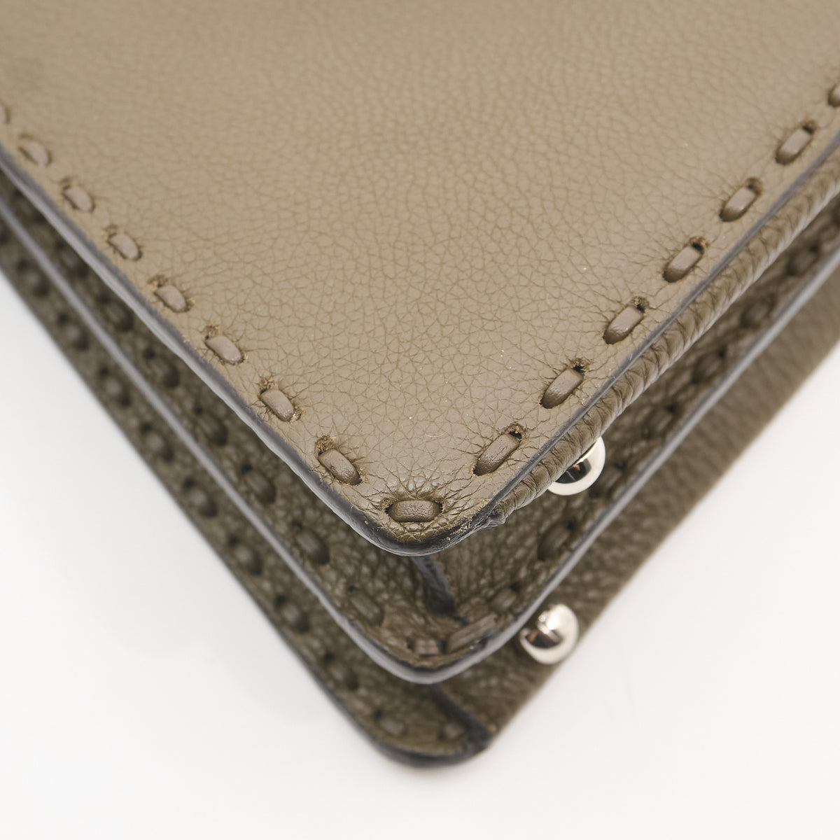 Fendi Peekaboo iSeeU Khaki Green Leather Tote