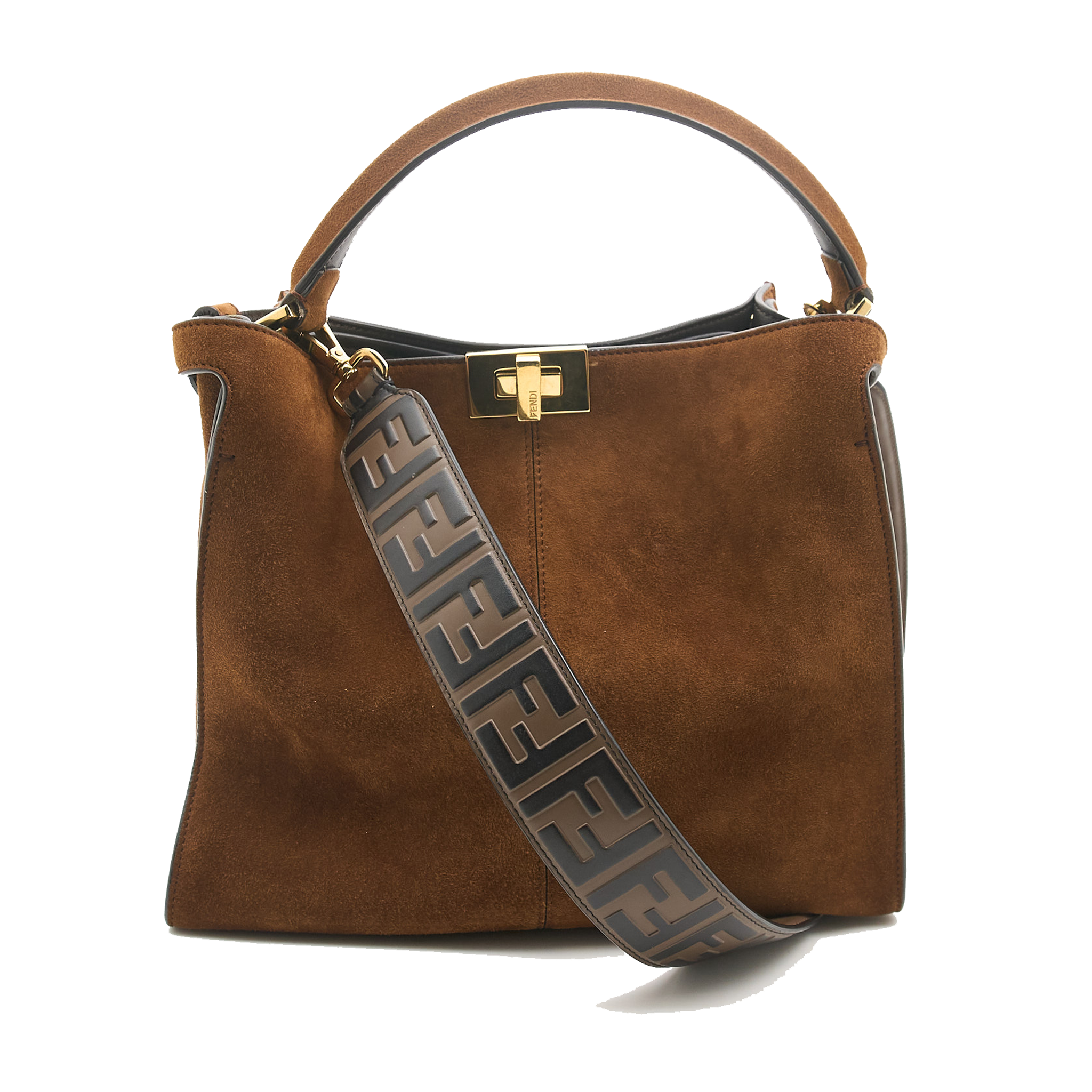 Fendi Peekaboo Tan Suede Leather