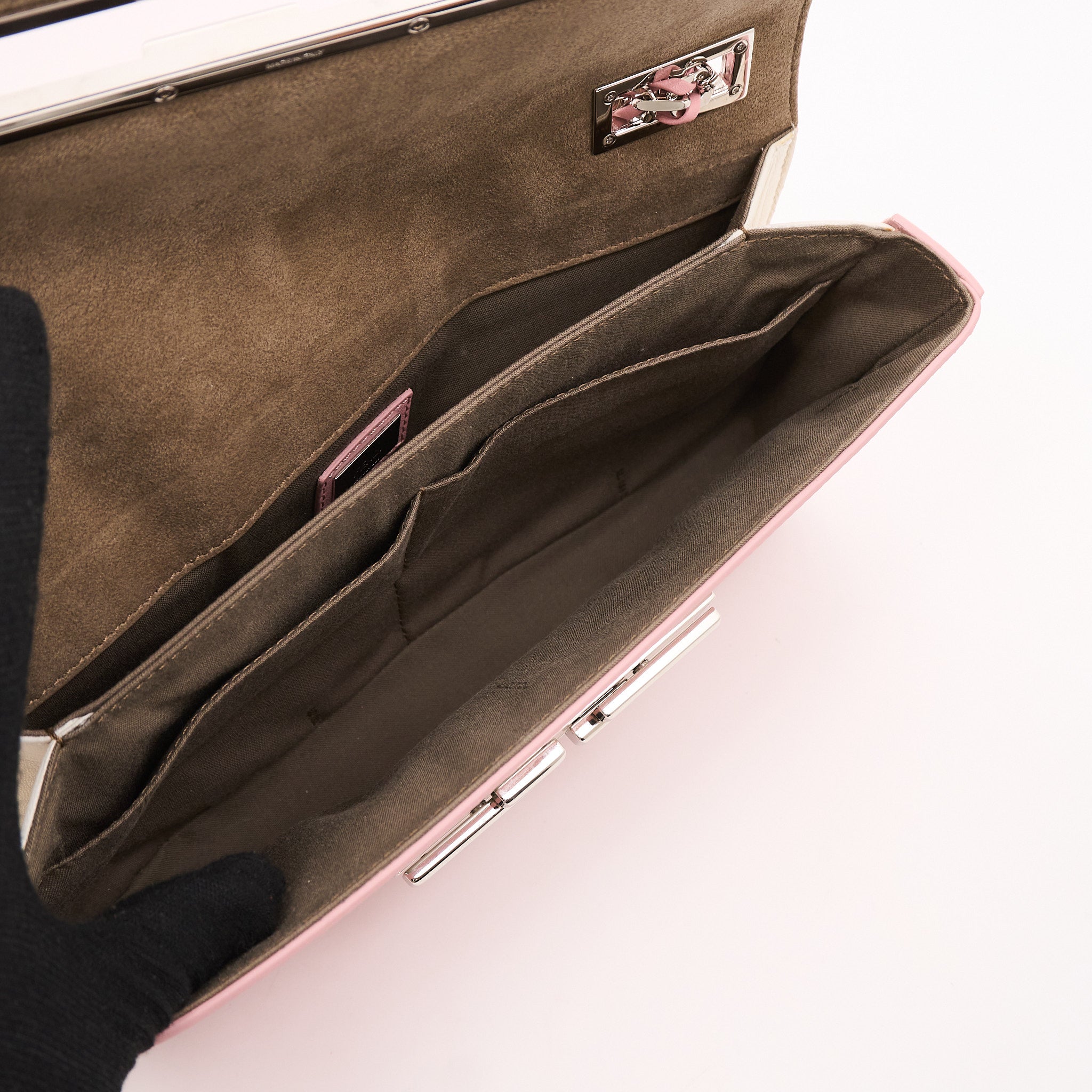 Fendi Pink Leather 3 Baguette Crossbody Bag