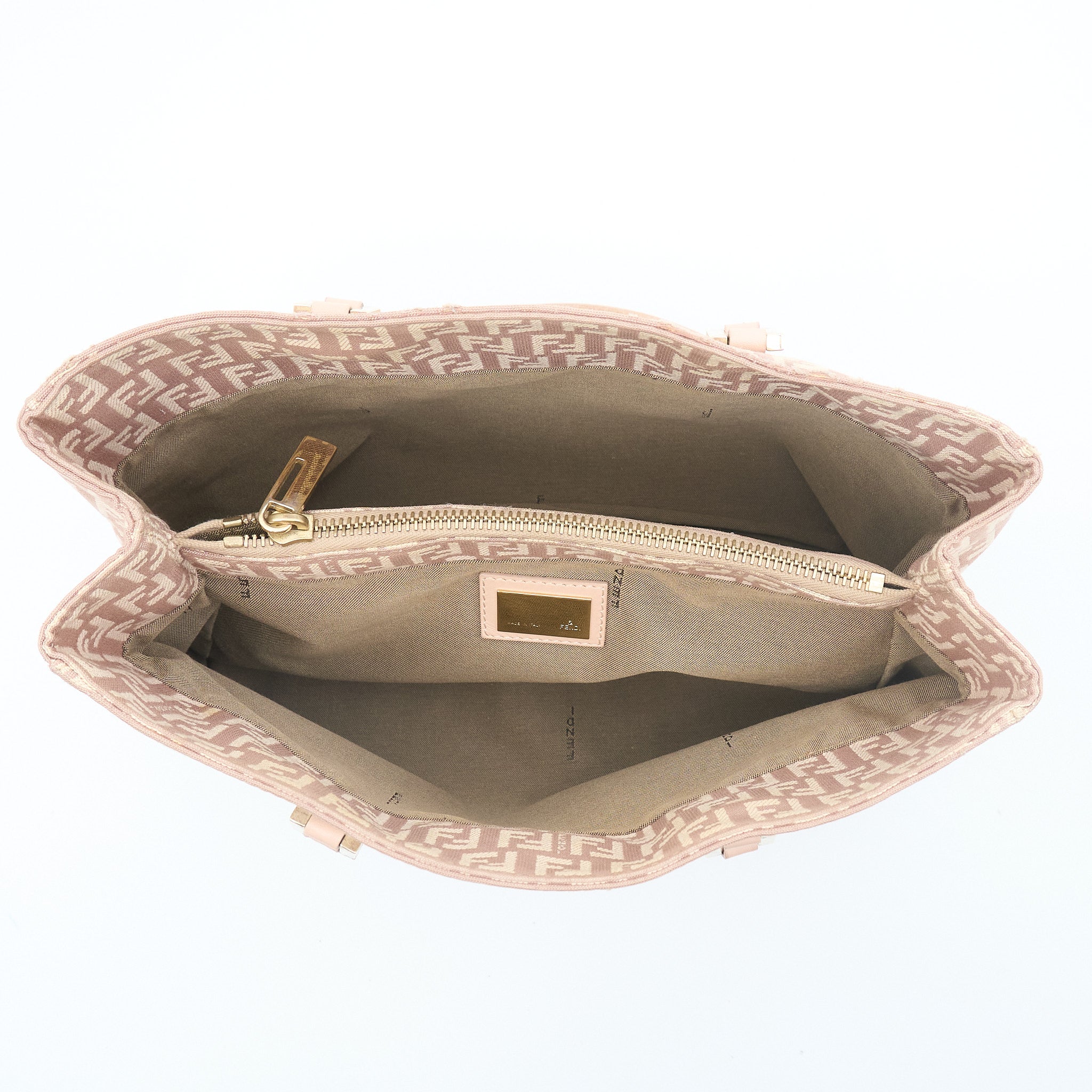 Fendi Pink Tan Zucca Tote Bag