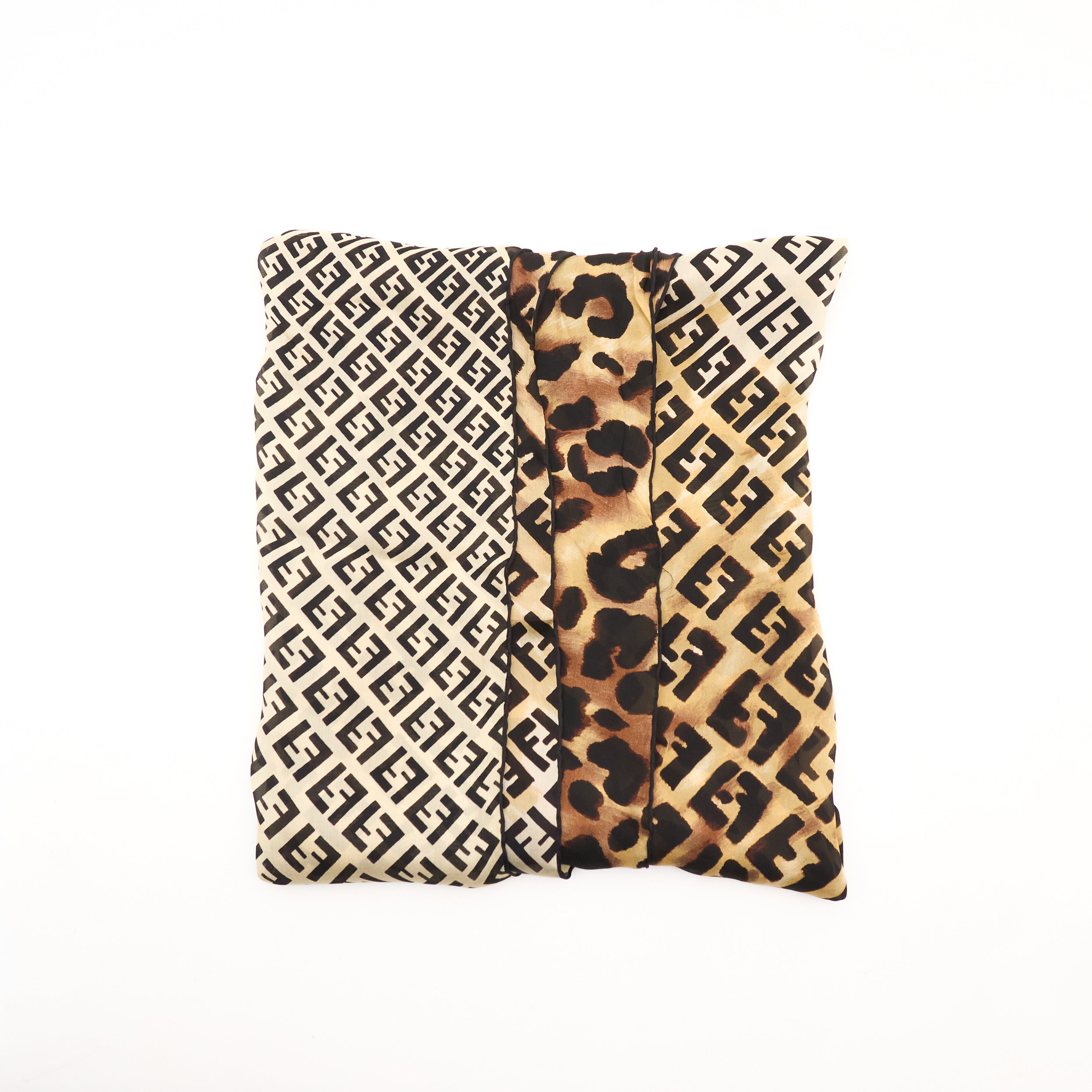 Fendi FF Logo & Leopard Silk Square Scarf