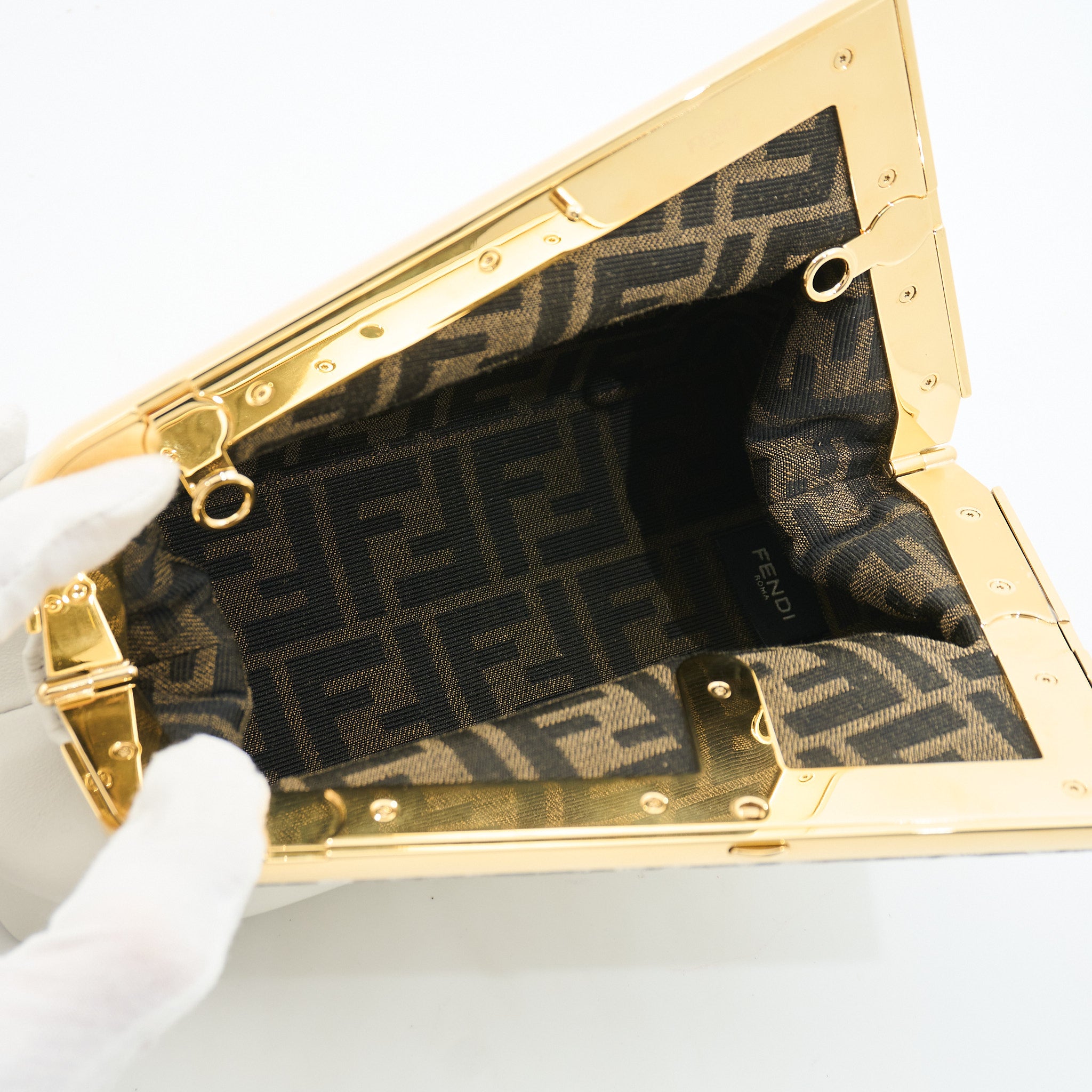 Fendi First Clutch White & Python Leather