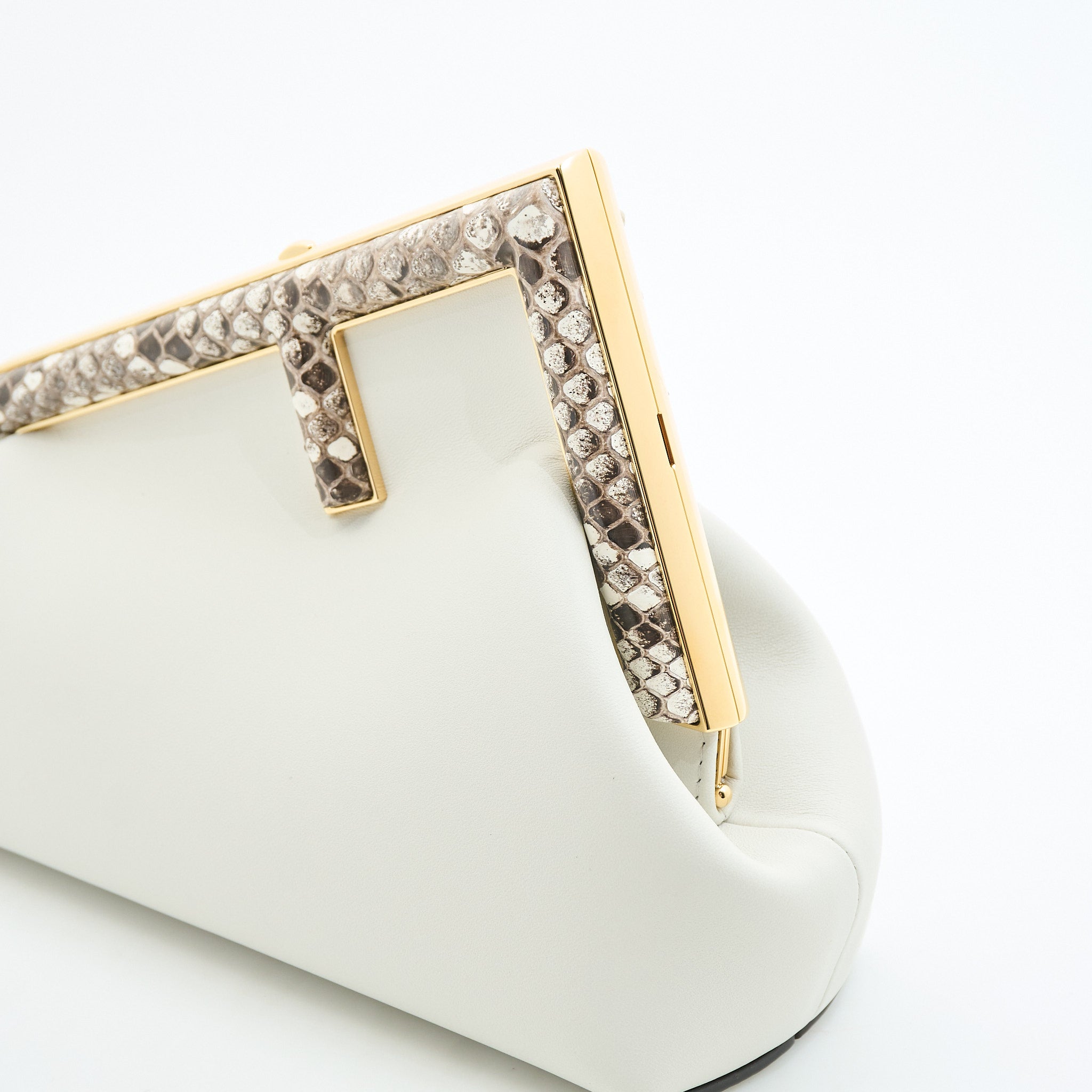 Fendi First Clutch White & Python Leather