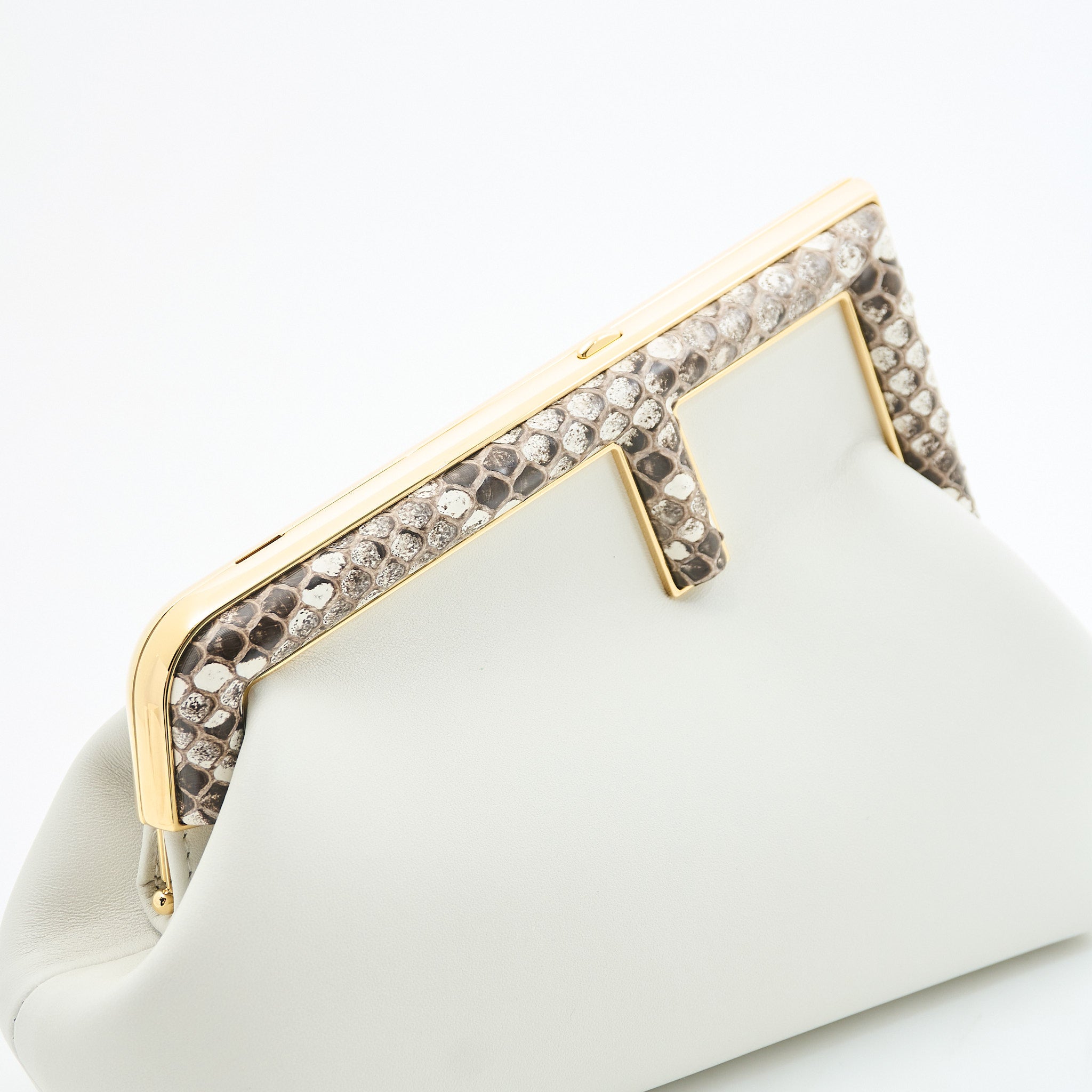 Fendi First Clutch White & Python Leather