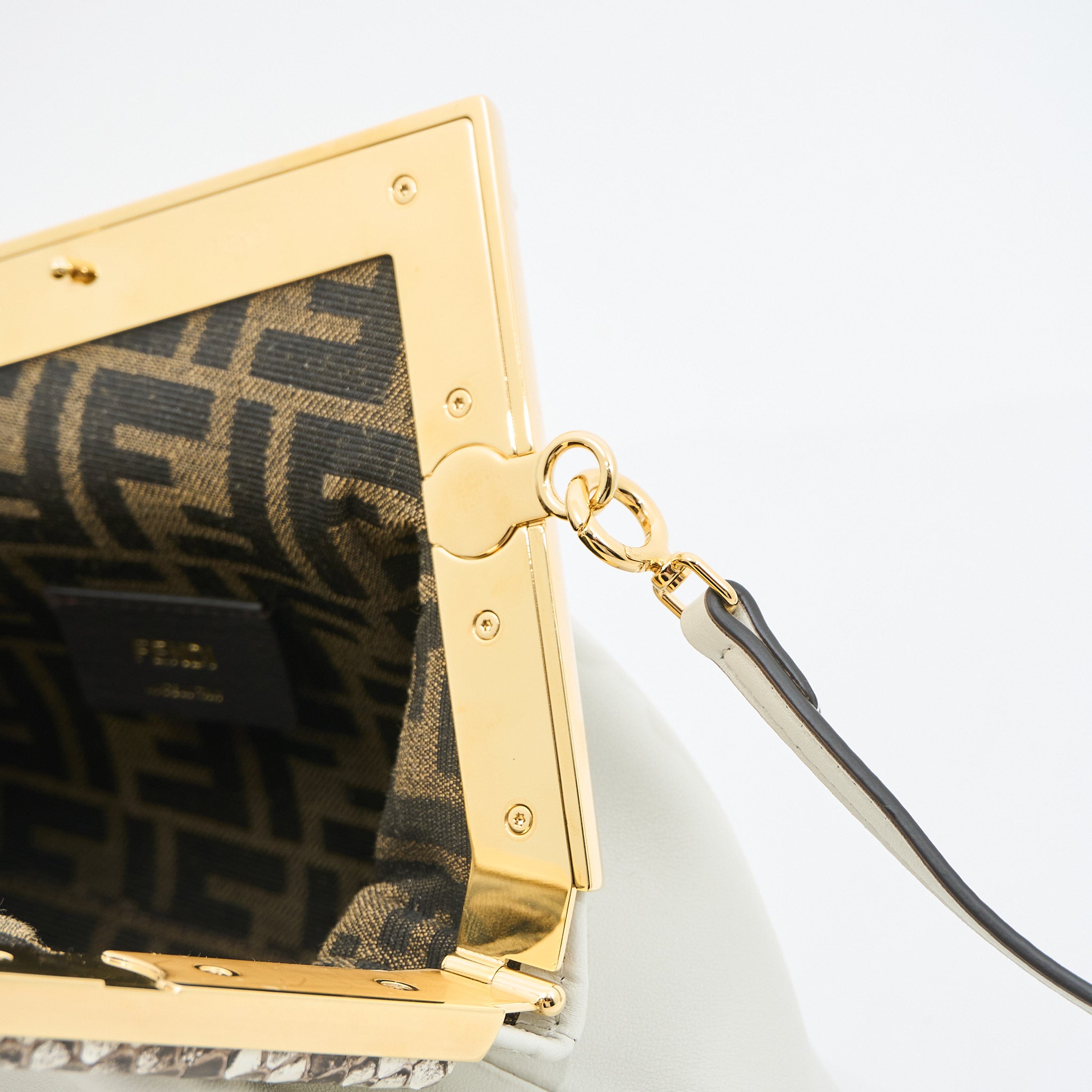 Fendi First Clutch White & Python Leather