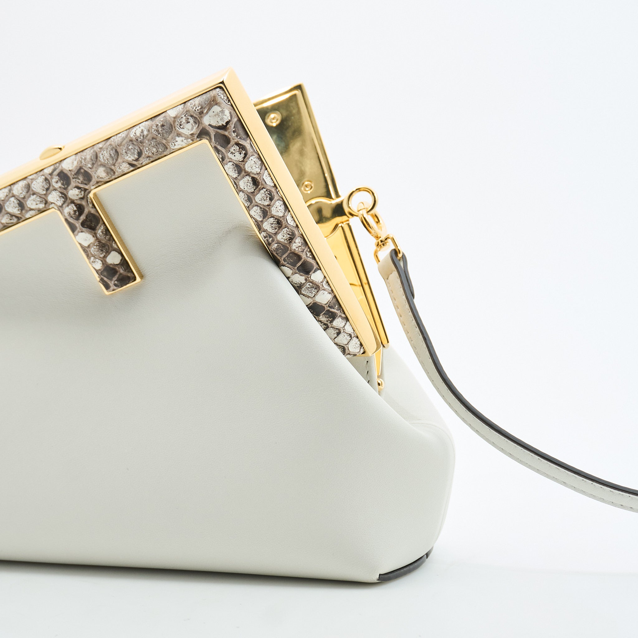 Fendi First Clutch White & Python Leather