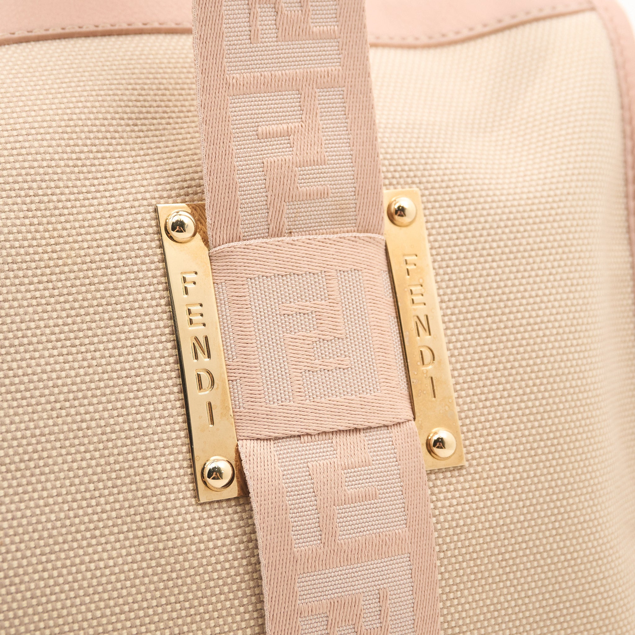 Fendi Canvas Beige & Pink Small Duffle Bag