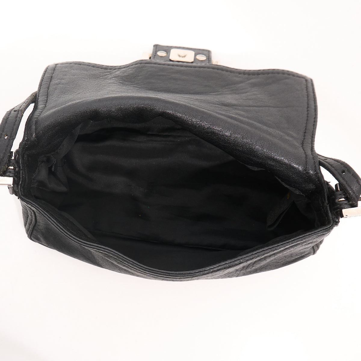 Fendi Vintage Black Leather Mamma Baguette Bag
