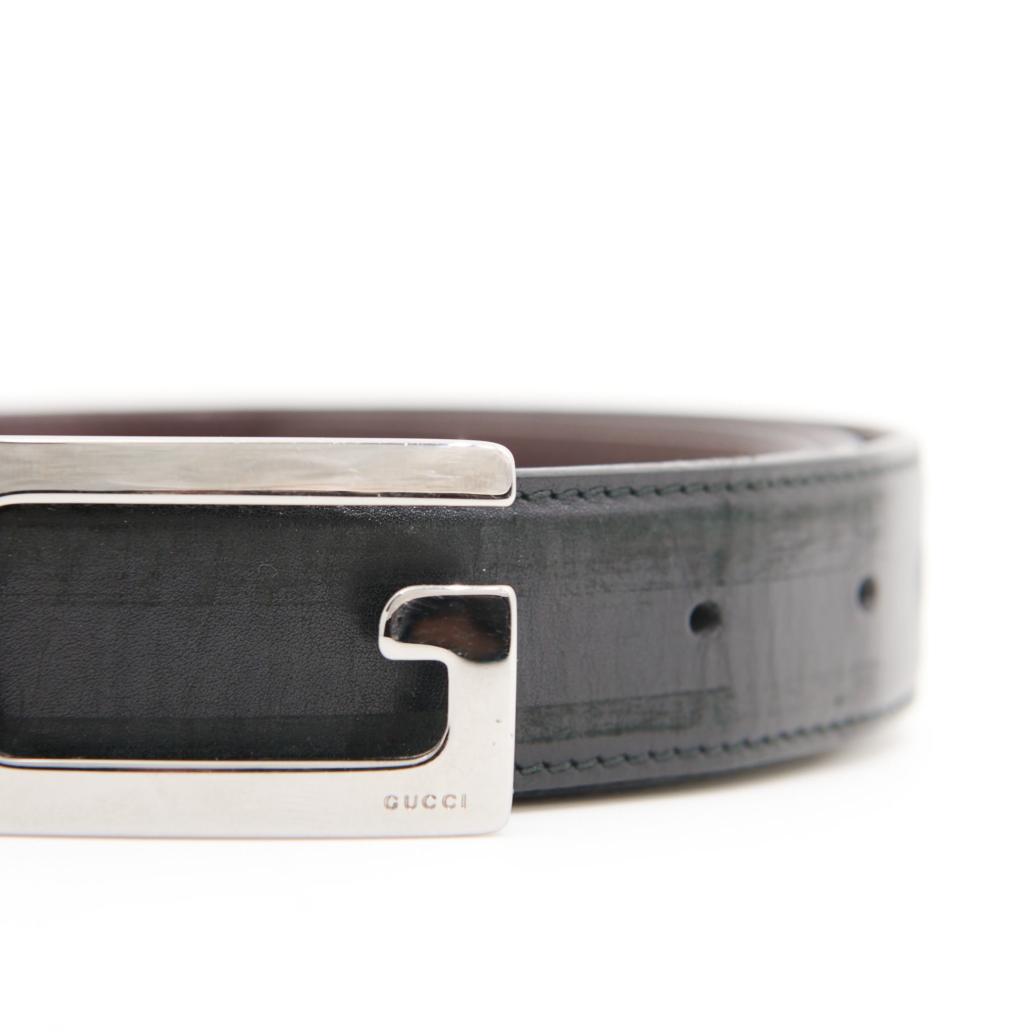 Gucci G Black Leather Belt